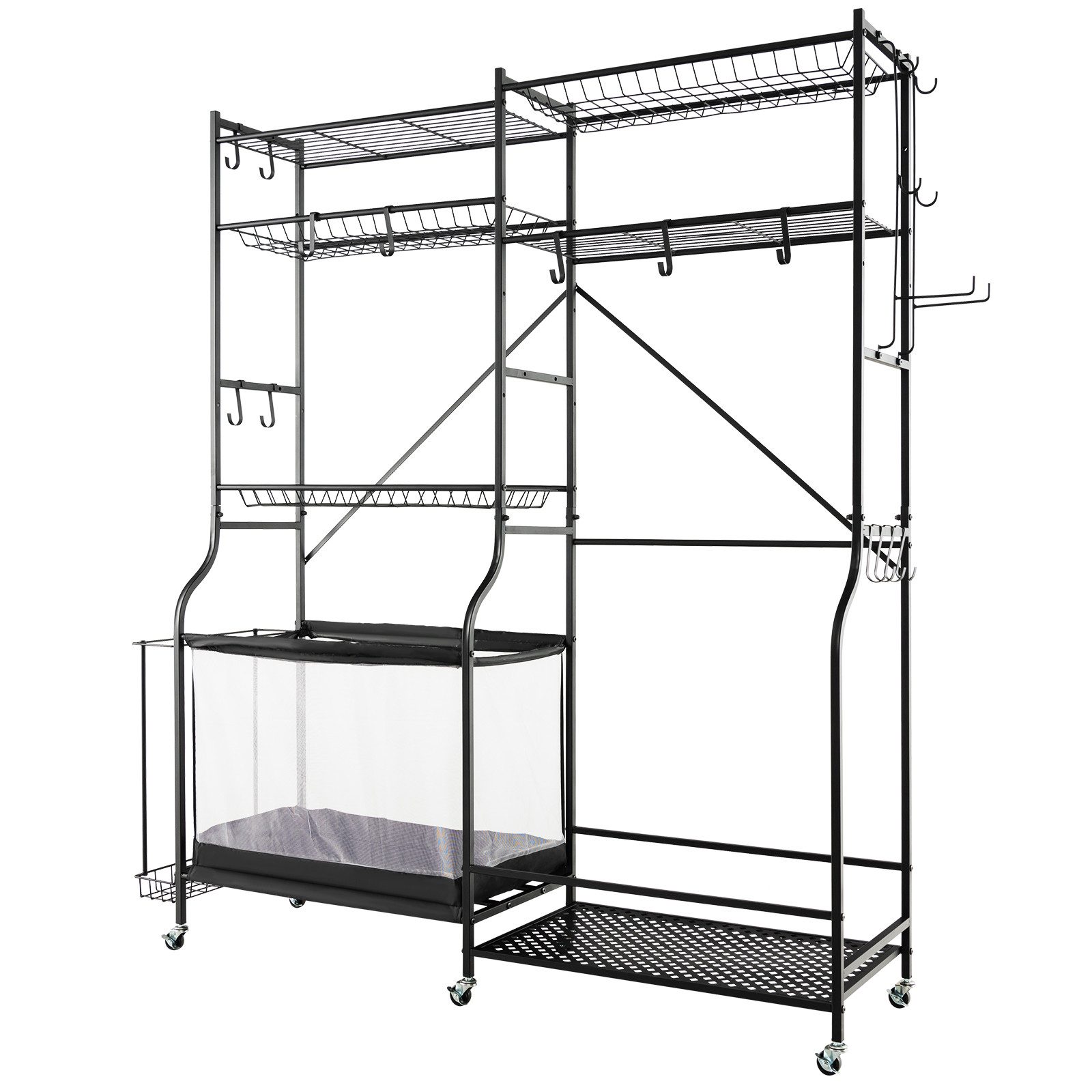 COSTWAY Sportgeräte-Regalwagen, Sportgeräteorganisator mit Regalen & Rädern günstig online kaufen