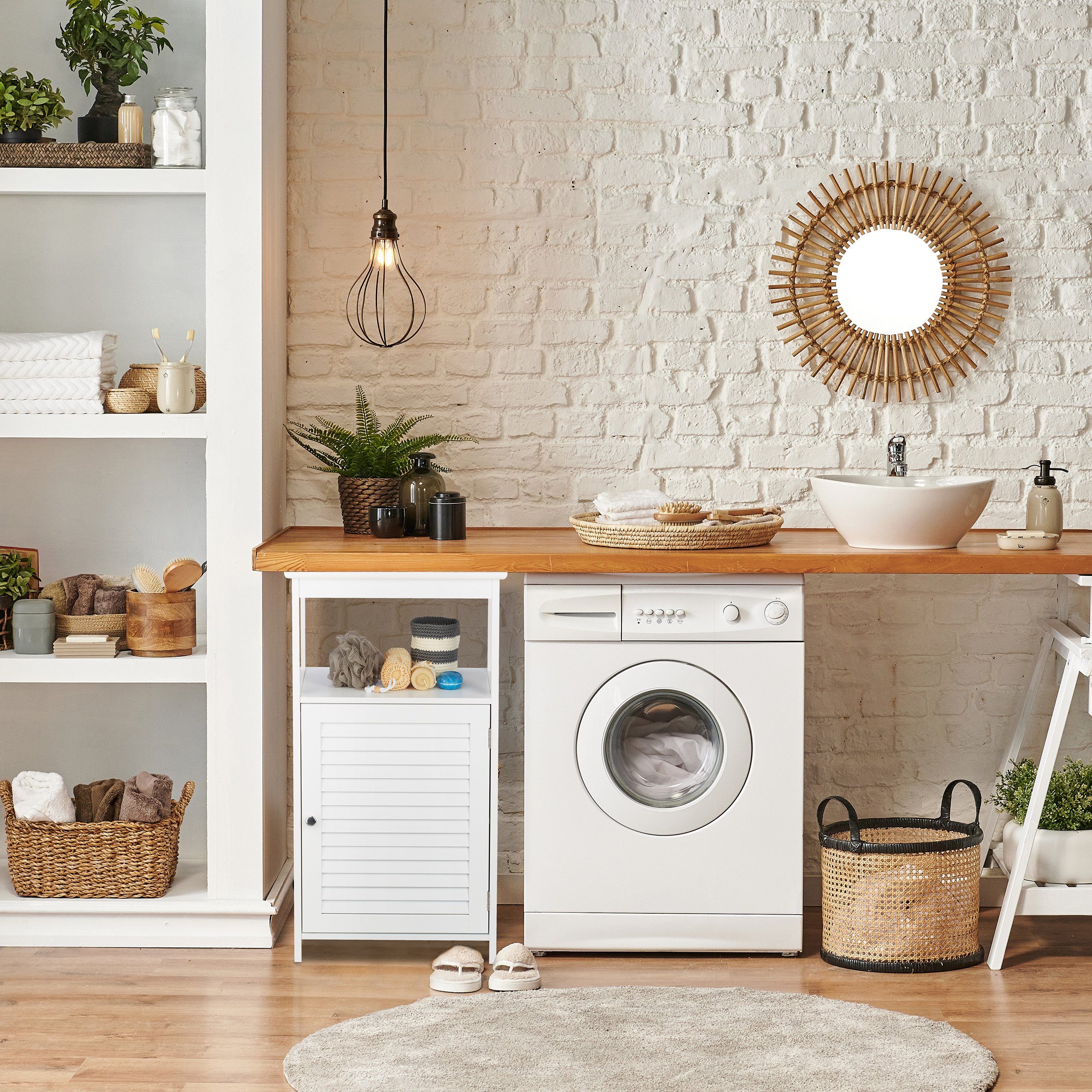 relaxdays Midischrank Badschrank mit 3 Fächern günstig online kaufen