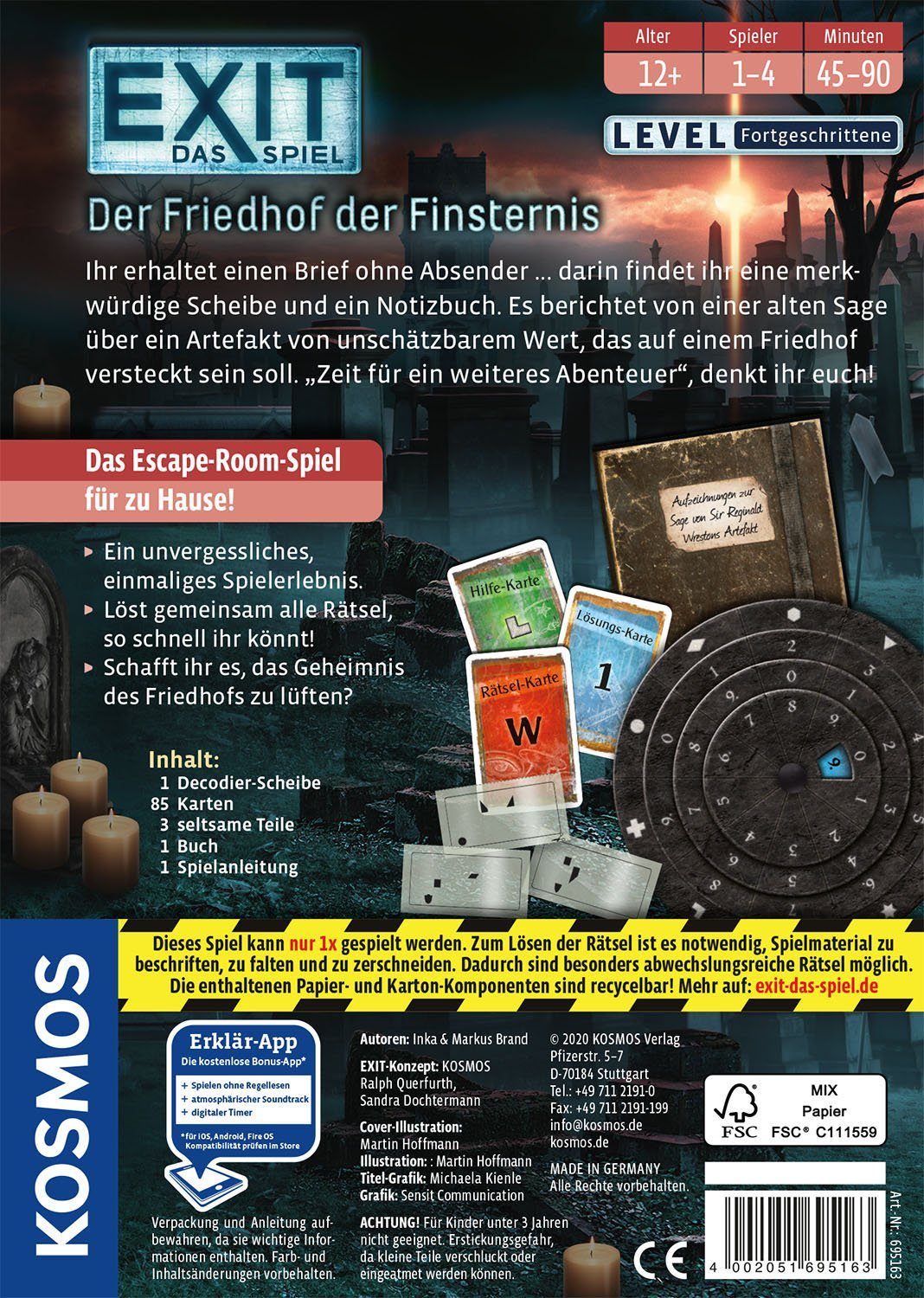 Kosmos Spiel EXIT, Der Friedhof der Finsternis, Rätselspiel, Made in Germany