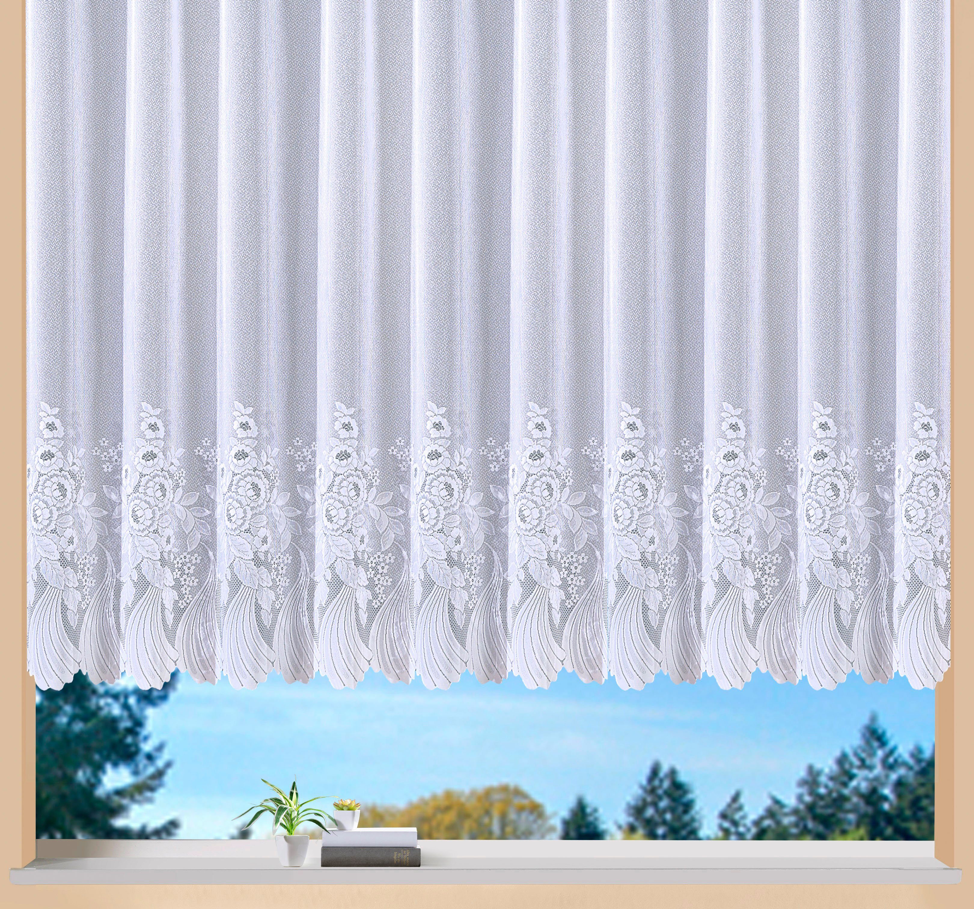 Weckbrodt Gardine Savannah (1 St), Kräuselband, halbtransparent, Jacquard, Jacquard, strukturiert, halbtransparent, Bordüre, Kante, floral, Store