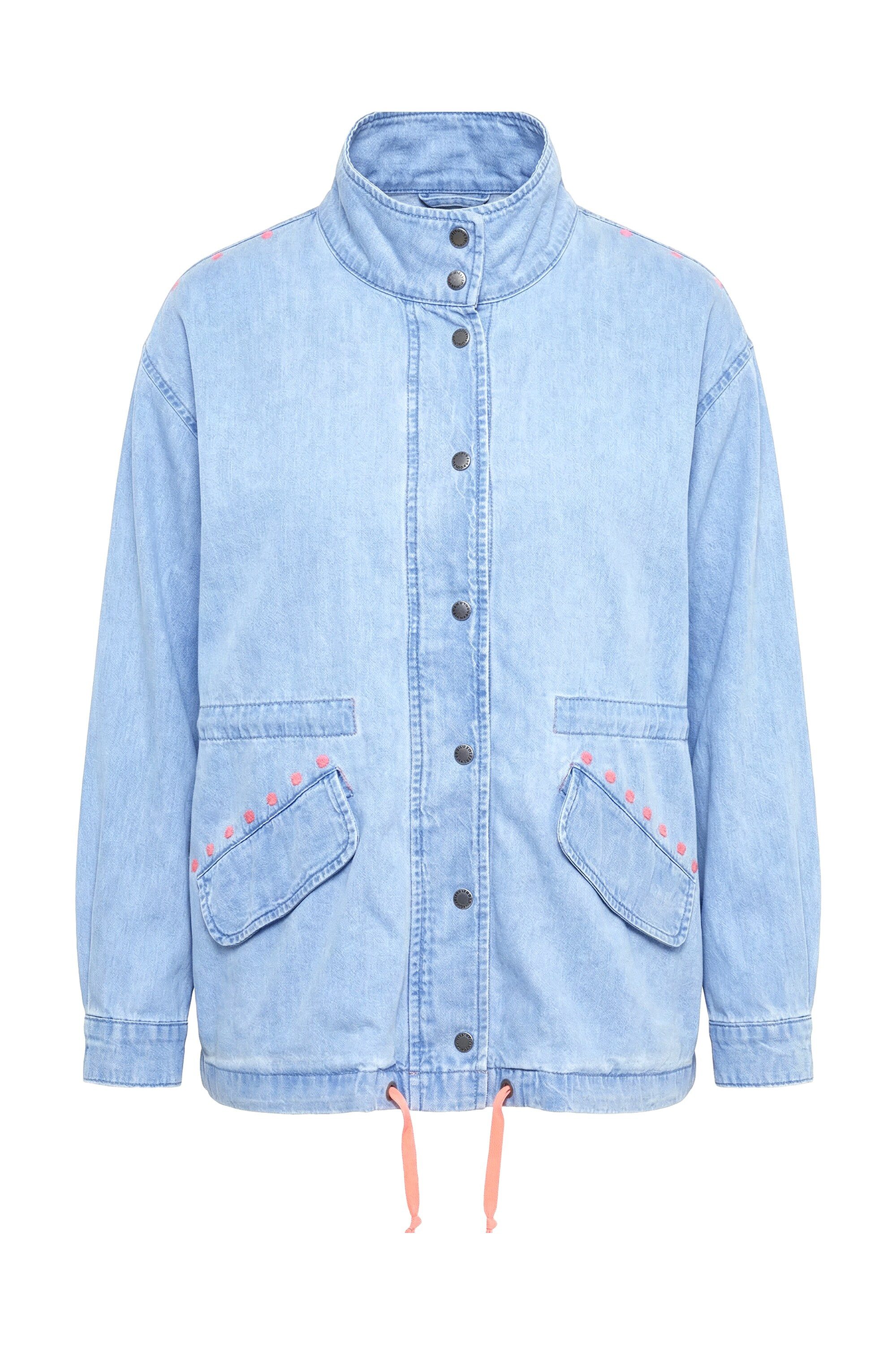 Angel of Style Sommerjacke Jeansjacke Boxy Fit Neon-Nieten Saum-Tunnel günstig online kaufen