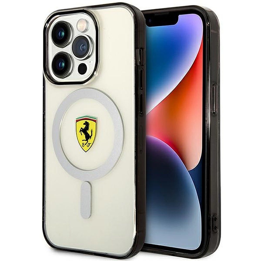 Ferrari Handyhülle Transparente MagSafe-Hülle 6,1 Zoll, Ferrari Lizenzprodukt, MagSafe-kompatibel, transparentes Design