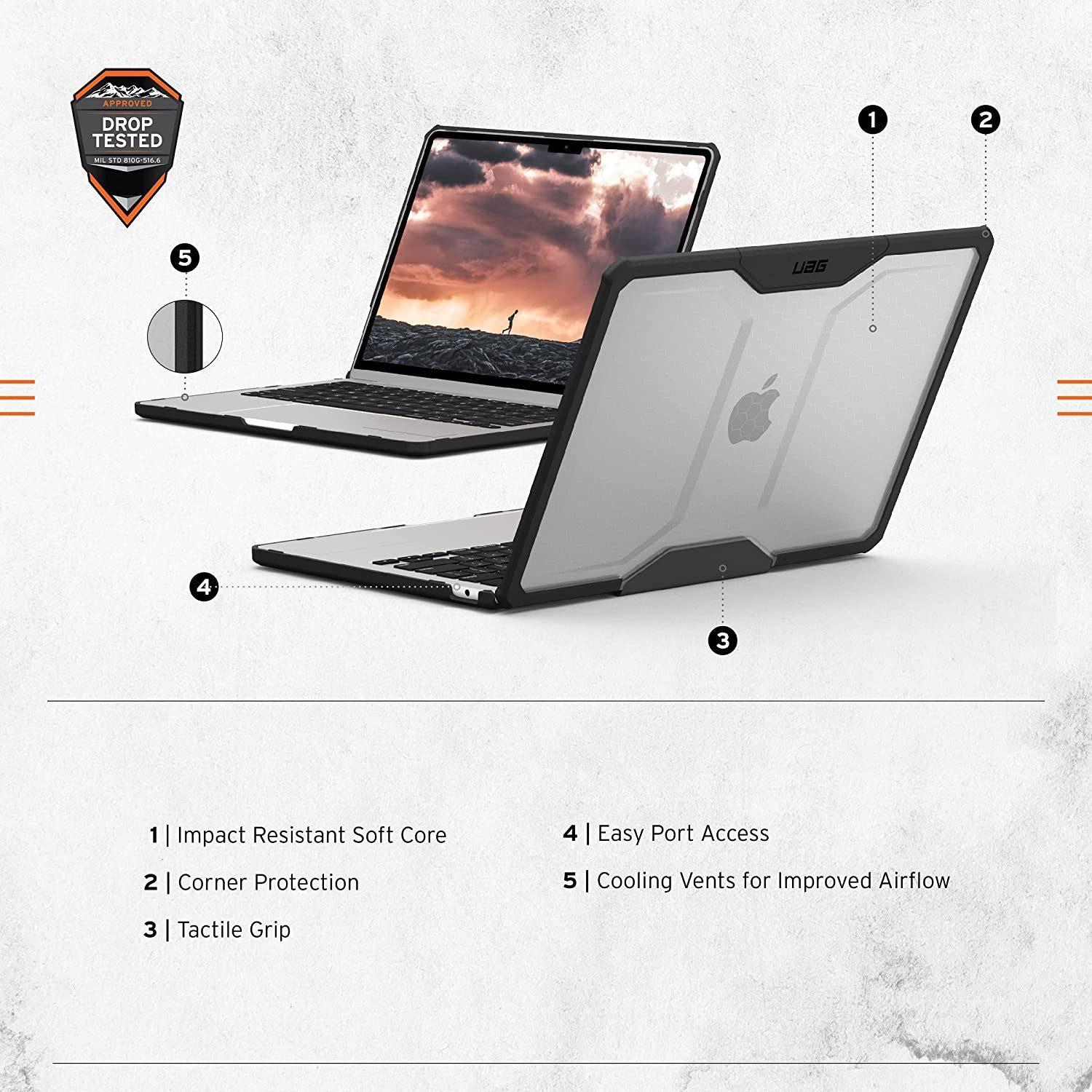 UAG Laptop-Hülle »Plyo - Apple MacBook Air 13 (M2 - 2022) Hülle« 13,6 Zoll,  [Sturzfestes Case nach US-Militärstandard]