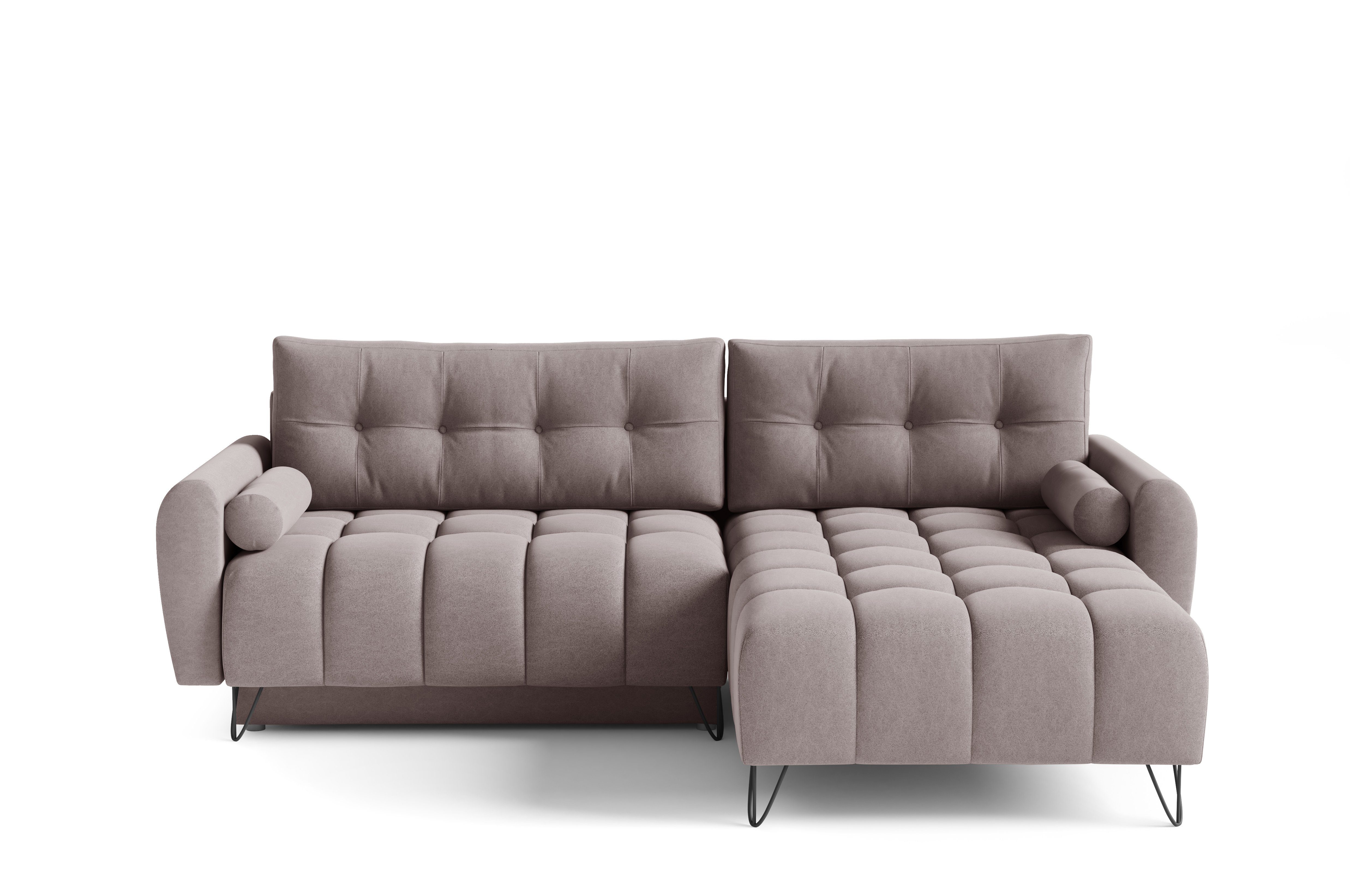 MOEBLO Ecksofa OHIO, Elegante Ecke Couch mit Schlaffunktion Bettzeugablage L-förmiges Wohnzimmergarnitur Sofagarnitu - (BxHxT): 245x176x94 cm, mit Schlaffunktion und Bettkasten