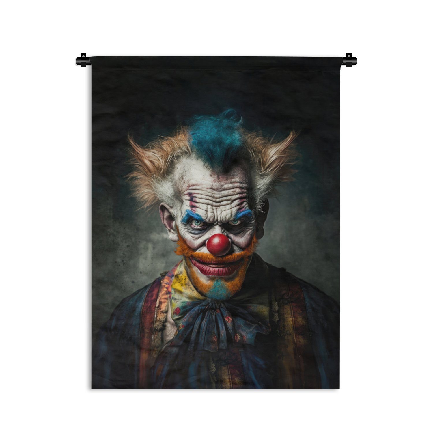 Make-up Clownsnase der an - - für MuchoWow Tapisserie, - Wand, Kleidung, Porträt Wanddekoobjekt Wohnzimmer, Clown Schlafzimmer Deko -