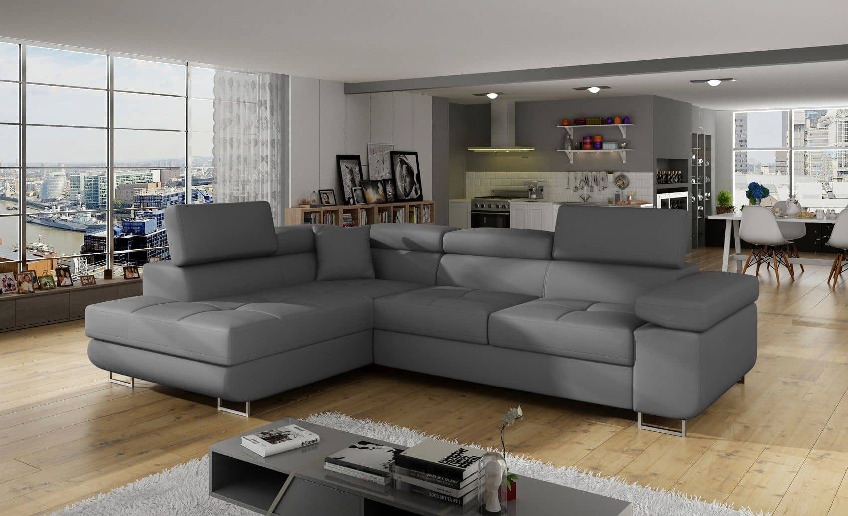 Myhomelando Ecksofa Santo, mit Schlaffunktion, Bettkasten und verstellbare Kopflehnen