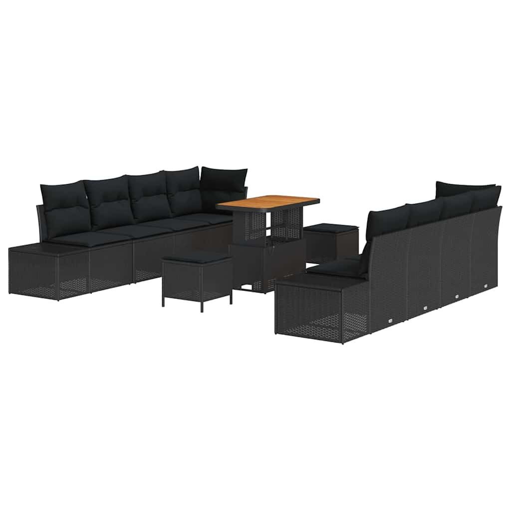 vidaXL Loungesofa Gartensofa-set Schwarz Poly Rattan