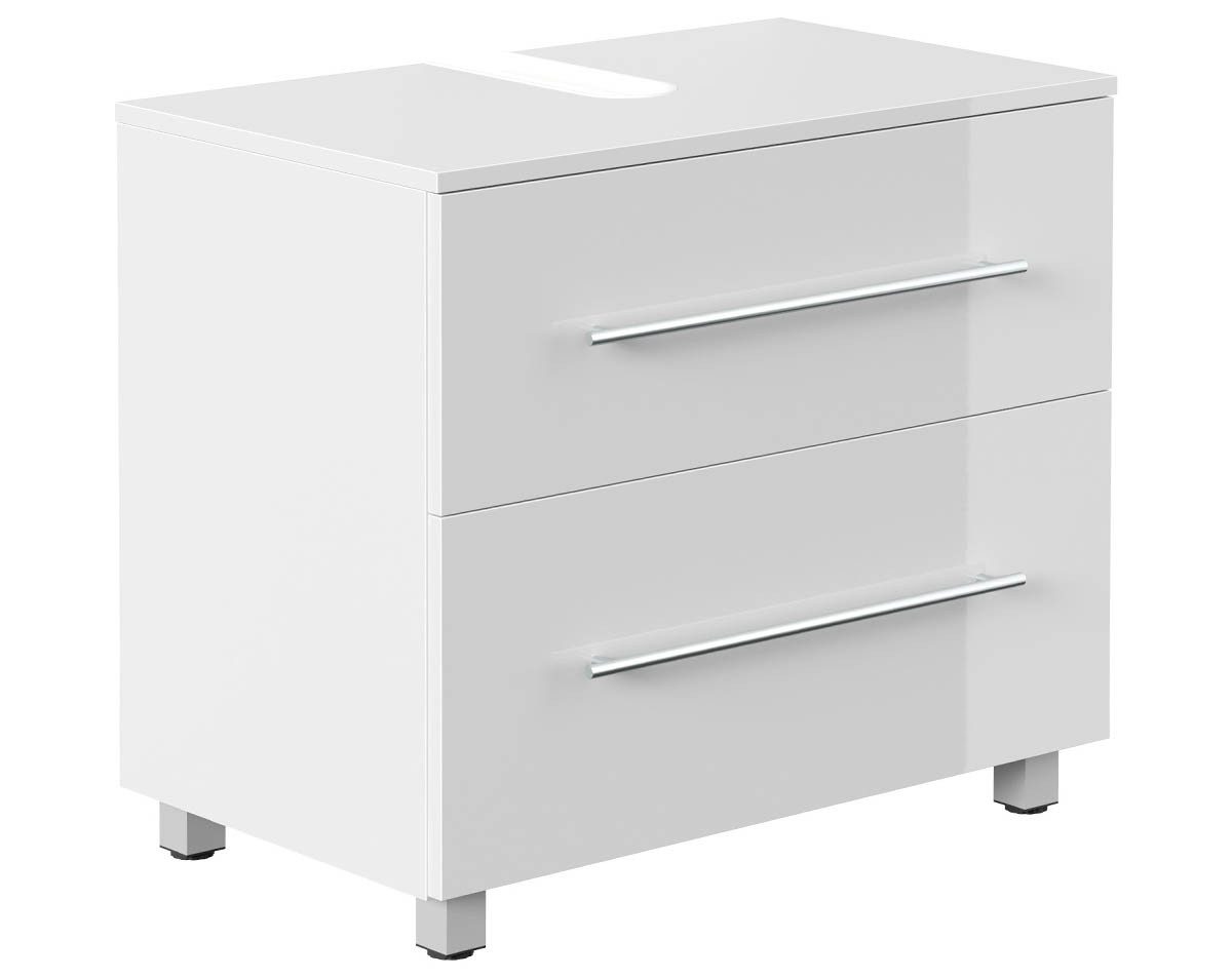 einfachgutemoebel Waschtisch-Set Badezimmer Stand-Waschtisch SENTINEL 70cm, weiß hochglanz, (Badmöbel Set, 1-St., Waschtisch Set)