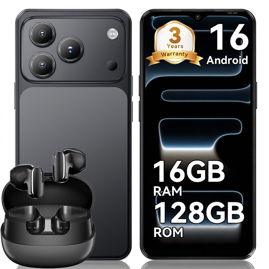 blackview Blackview A16 WAVE 7C (16+64) 60HZ 5000mAh AI und Kopfhörer Smartphone (32 MP Kamera, 4G Dual SIM/Face ID/IP54/GPS/3 Jahre Garantie)