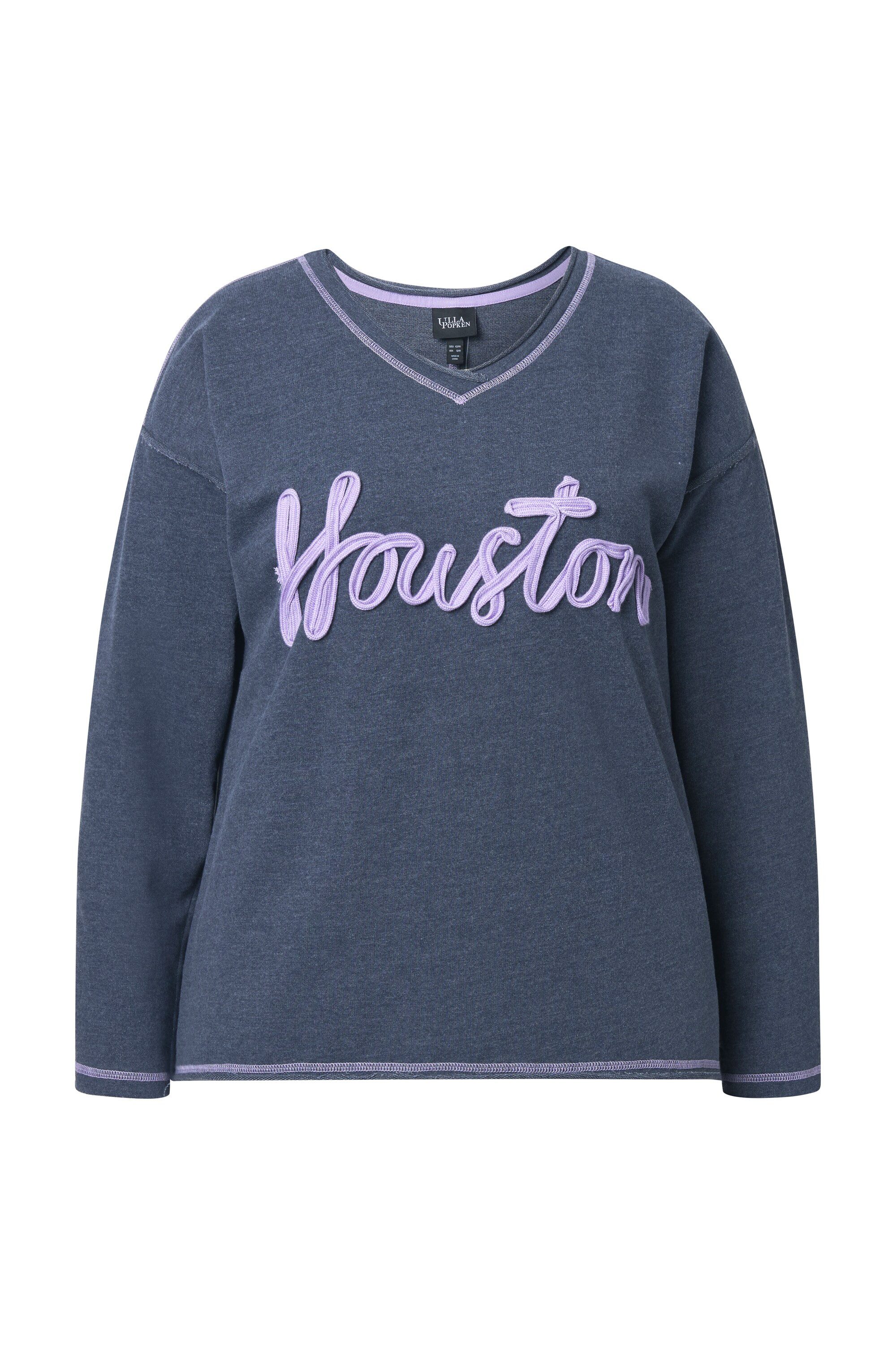 Ulla Popken Sweatshirt Sweatshirt Houston V-Ausschnitt Langarm Rollkanten günstig online kaufen