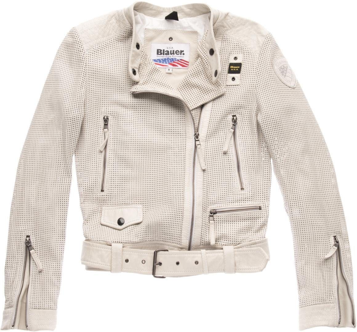 Blauer Motorradjacke USA Moore Perforierte Damen Lederjacke