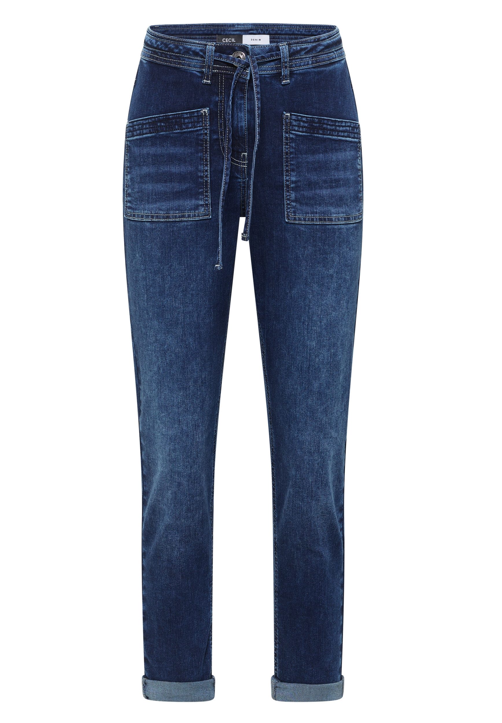 CECIL 5-Pocket-Hose Style Tracey Mid Blue Patch Po günstig online kaufen