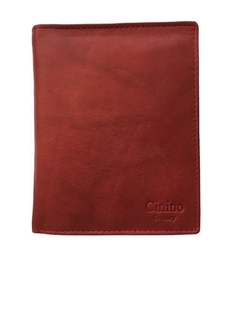 Cinino Geldbörse Platzwunder, Lederbörse Portemonnaie mit extra vielen Fächern Rot