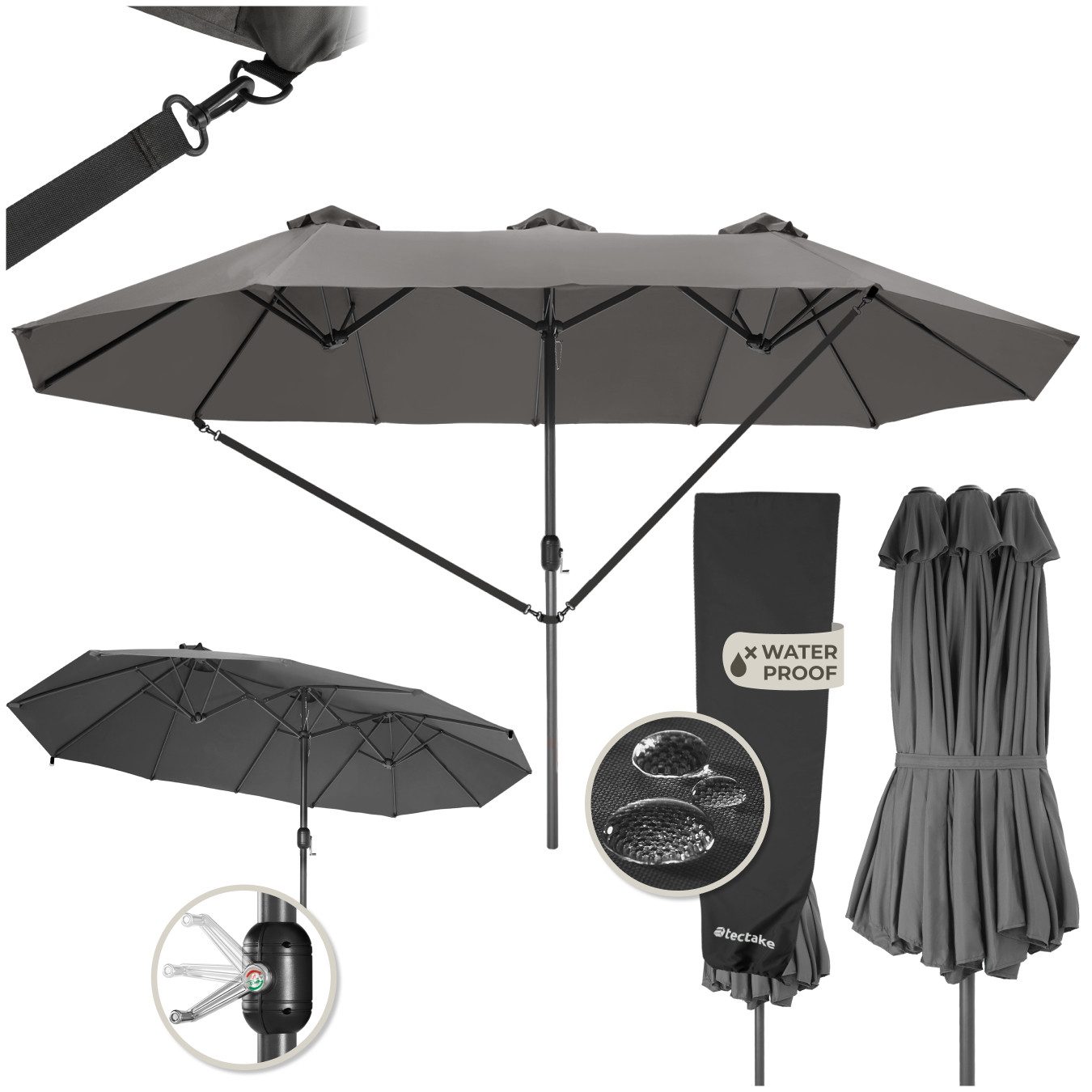 tectake Sonnenschirm Ampelschirm Silia 460x270cm mit günstig online kaufen