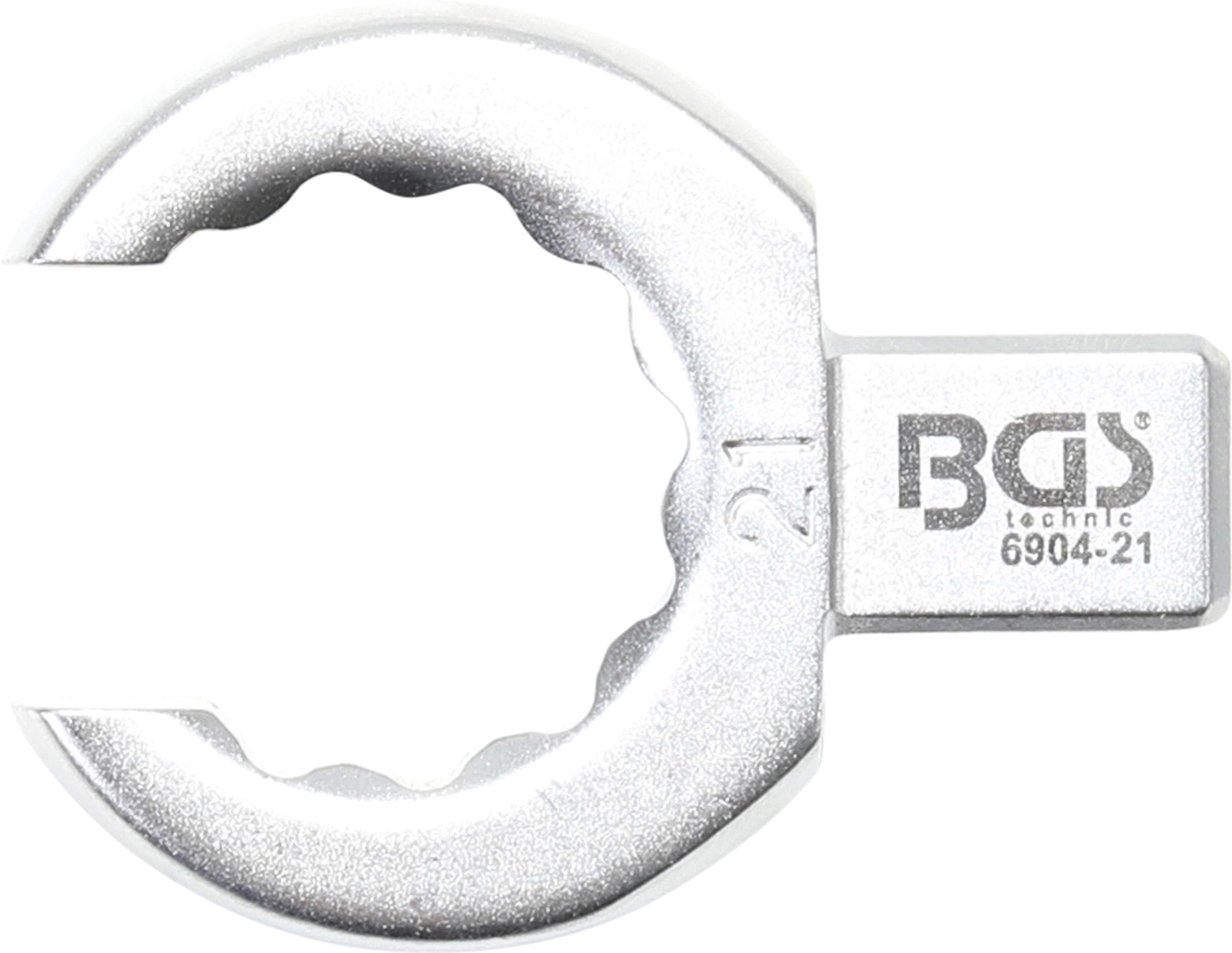 BGS technic Ausstechform Einsteck-Ringschlüssel, offen, 21 mm, Aufnahme 9 x 12 mm