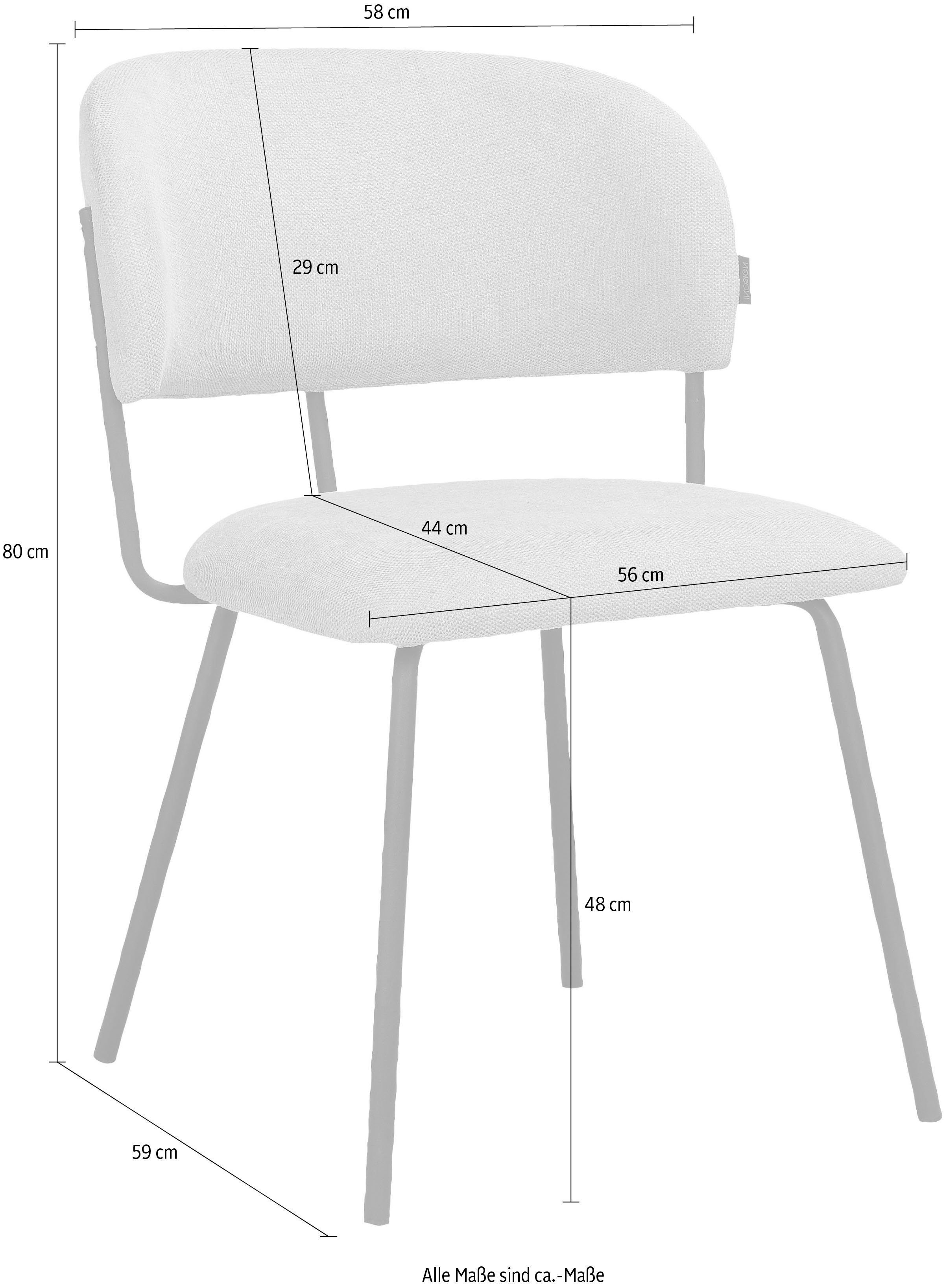 INOSIGN St), grau 48 Rücken Gestell Sitz grau Polsterung, Taous | (2 mit Metall, Esszimmerstuhl aus cm mit und Sitzhöhe