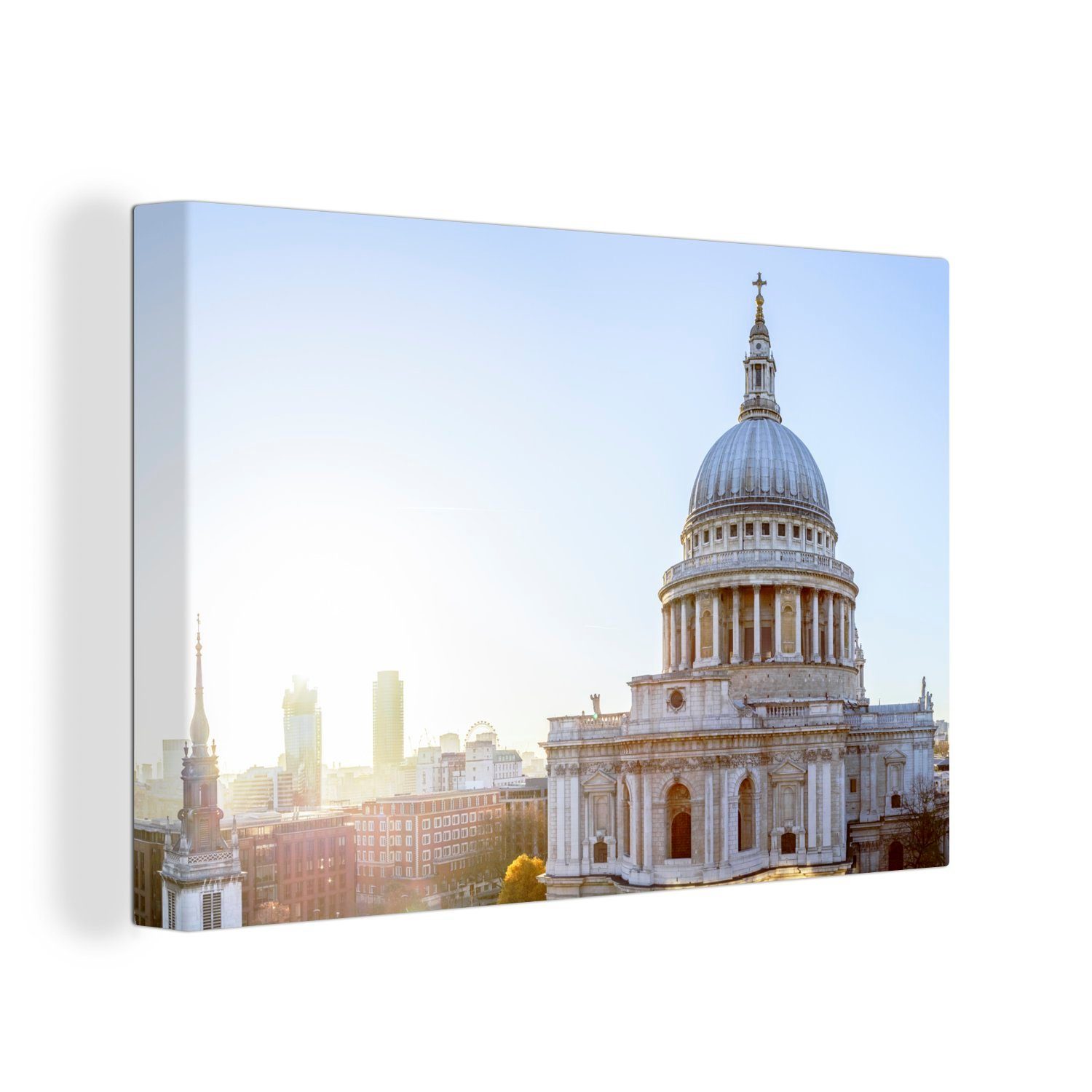 OneMillionCanvasses® Leinwandbild Klarer Himmel über der St. Paul's Cathedral in London, (1 St), Wandbild Leinwandbilder, Aufhängefertig, Wanddeko, 30x20 cm