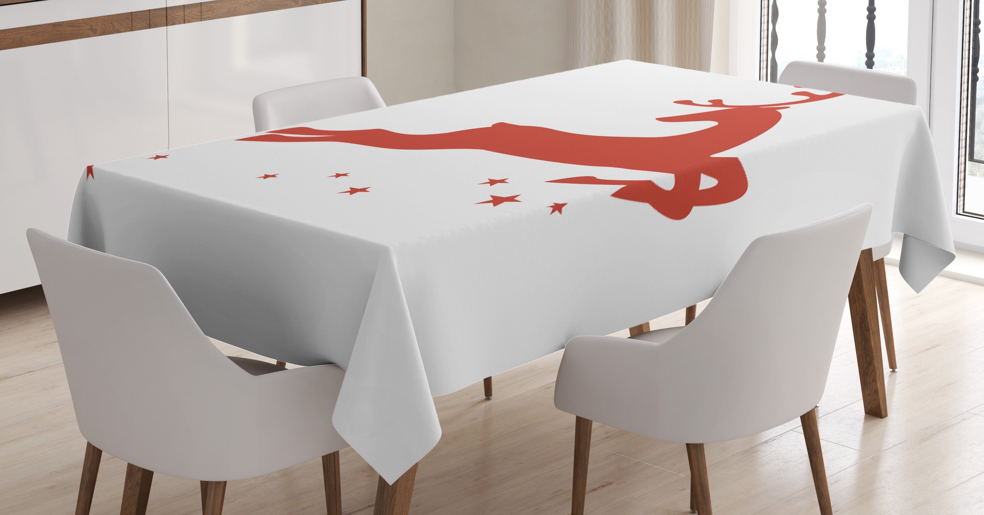 Waschbar rot Farbfest geeignet Abakuhaus Tischdecke Klare Bereich Jumping Außen Für Sterne Farben, den Reindeer