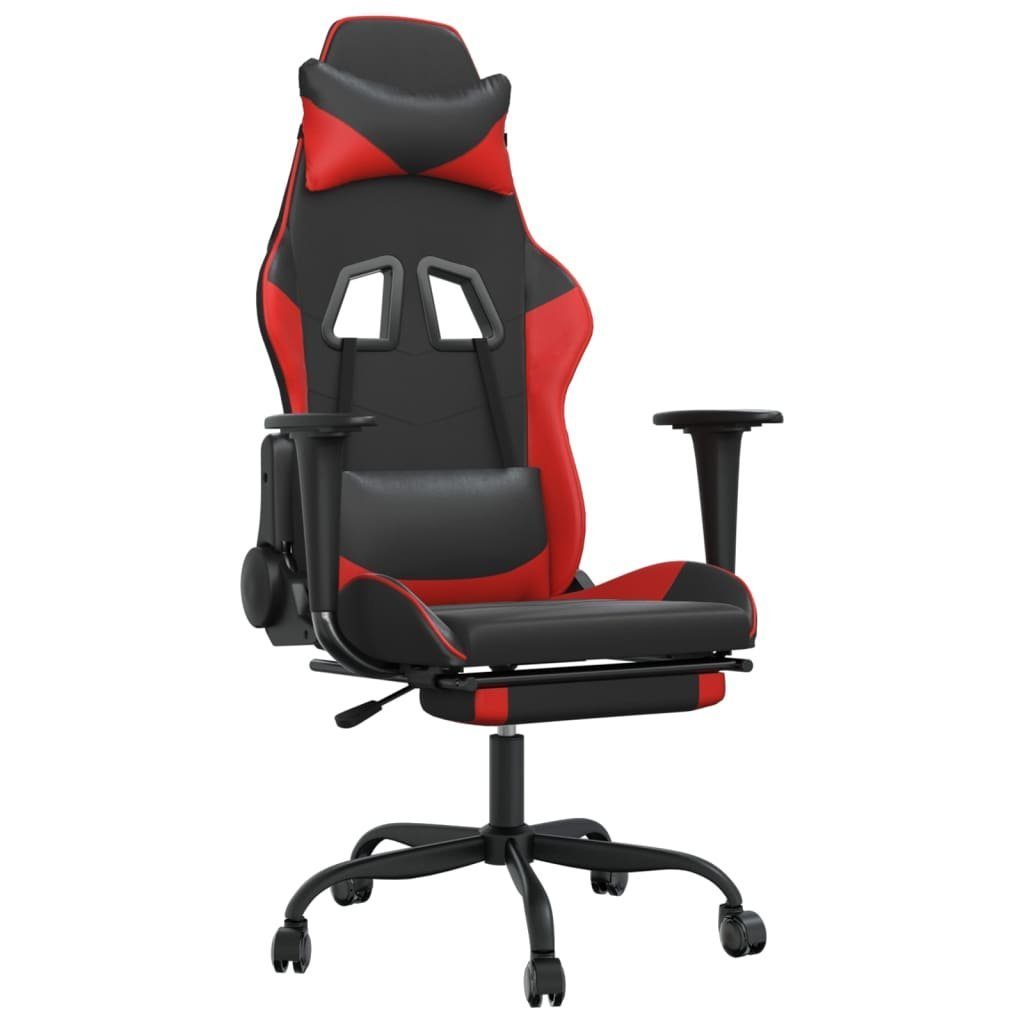 vidaXL Gaming-Stuhl Gaming-Stuhl Schwarz rot Schwarz | Rot und & Schwarz St) mit Fußstütze Massage rot Kunstleder (1 und &