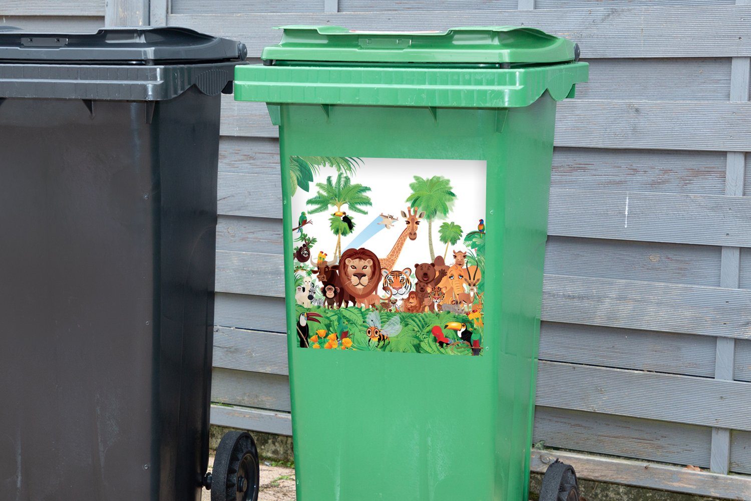 Wandsticker Dschungel Tiger - (1 Jungen Container, MuchoWow Tiere St), Kinder Wilde - - - Abfalbehälter Mülleimer-aufkleber, - Sticker, Mädchen - Löwe Mülltonne,