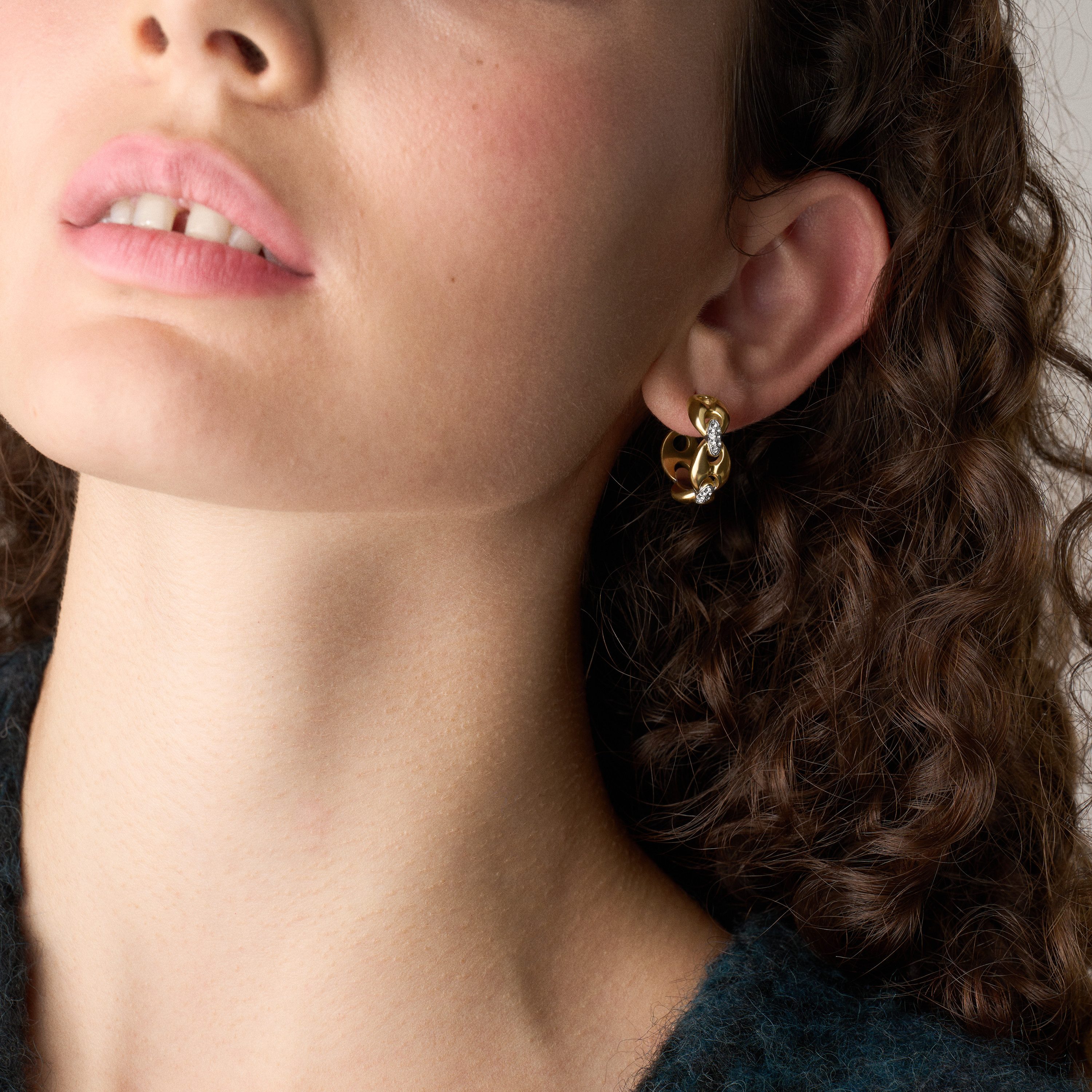Fossil Paar Creolen Schmuck Geschenk Edelstahl Ohrringe HERITAGE, mit Glasstein – Bild 4 von 5
