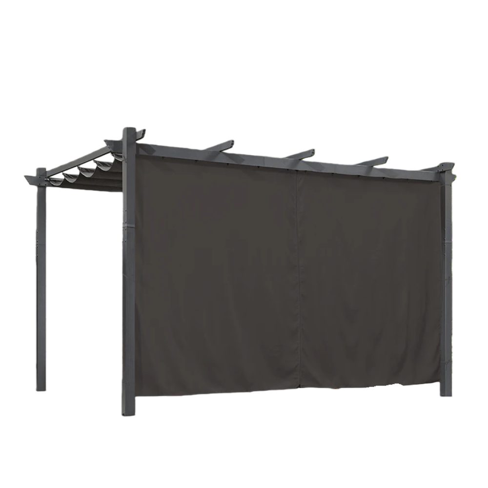 PURPLE LEAF Pergola Aluminium Pavillon mit Schiebedach und Outdoor Curtains, BxTxH: 280x400x245 cm, (Pergola mit Seitenwänden, 1×Pergola und 1 x Schiebedach), Wasserdicht und UV-beständig, Schutz der Privatsphäre