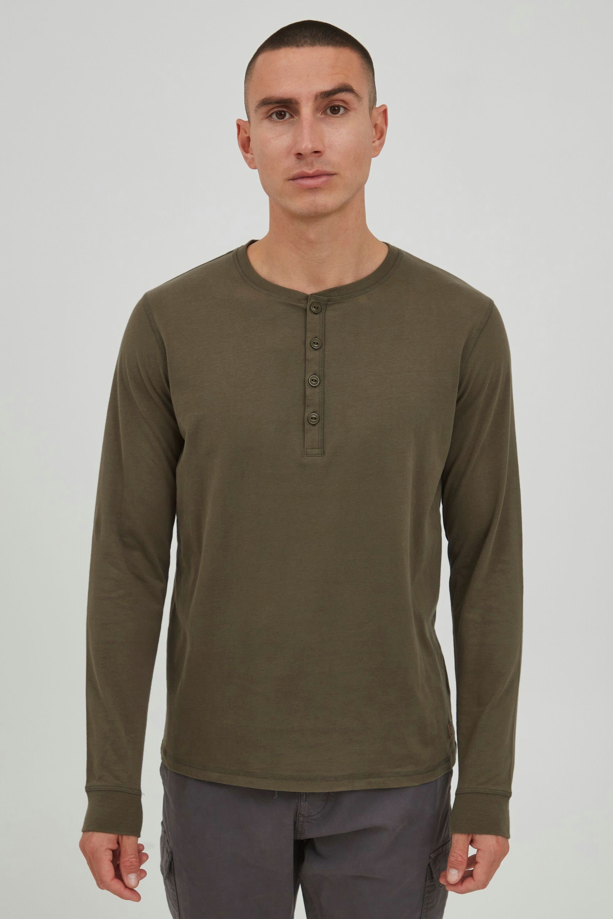 Indicode Longsweatshirt IDArmando Knopfleiste mit (600) Army Sweatshirt