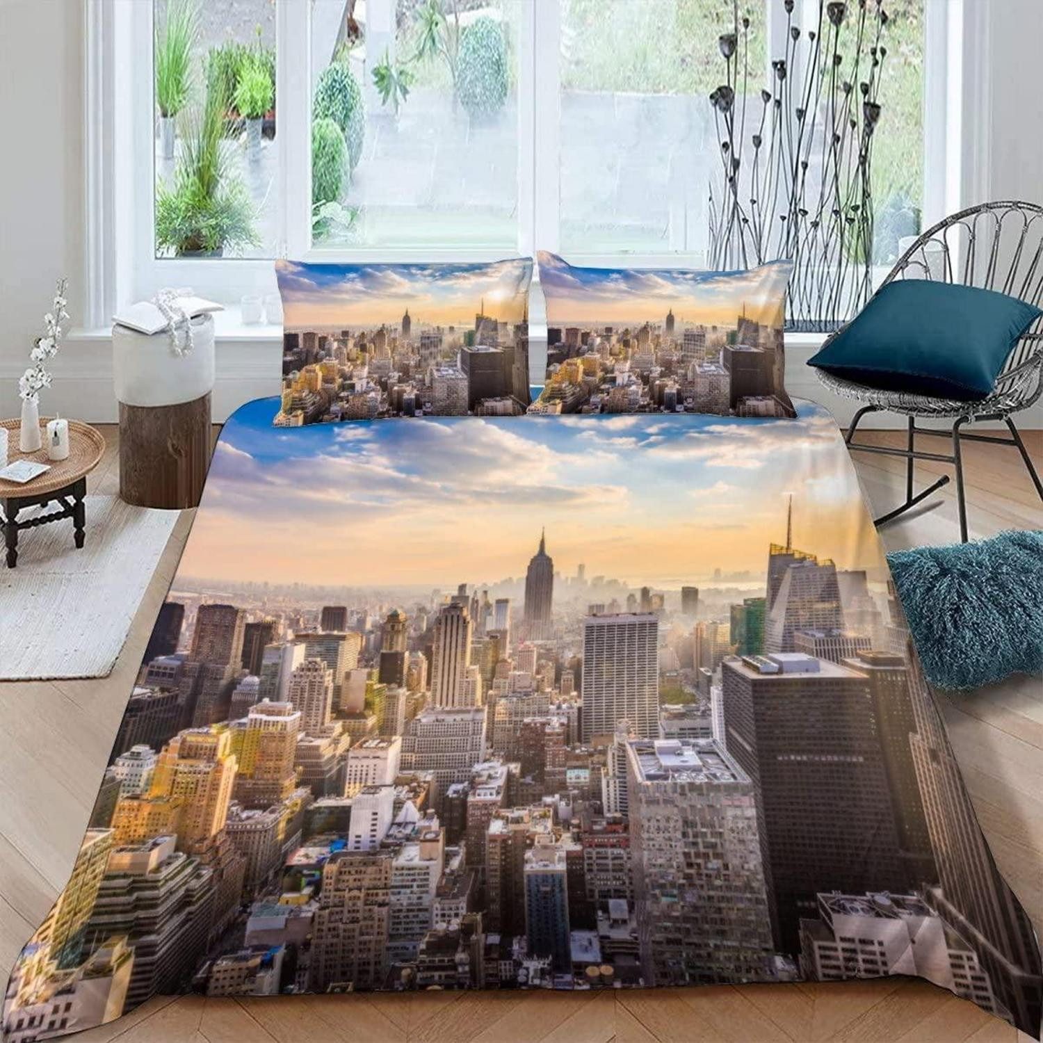 LuxusKollektion Kinderbettwäsche Bettwäsche Skyline New York 135x200cm 3tlg