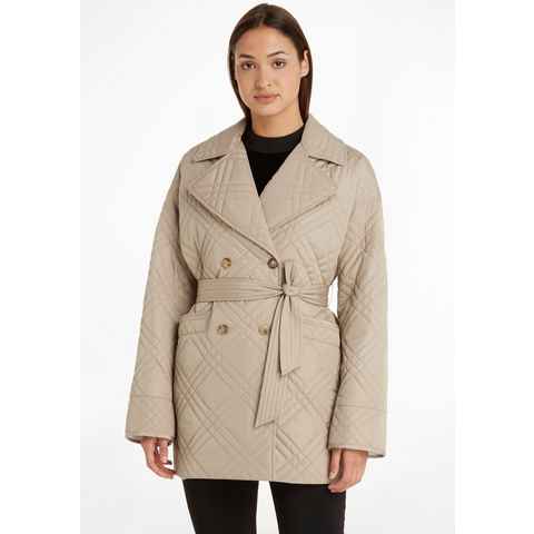 Tommy Hilfiger Steppmantel QUILTED SHORT TRENCH mit Bindegürtel und Tommy Hilfiger Markenlabel