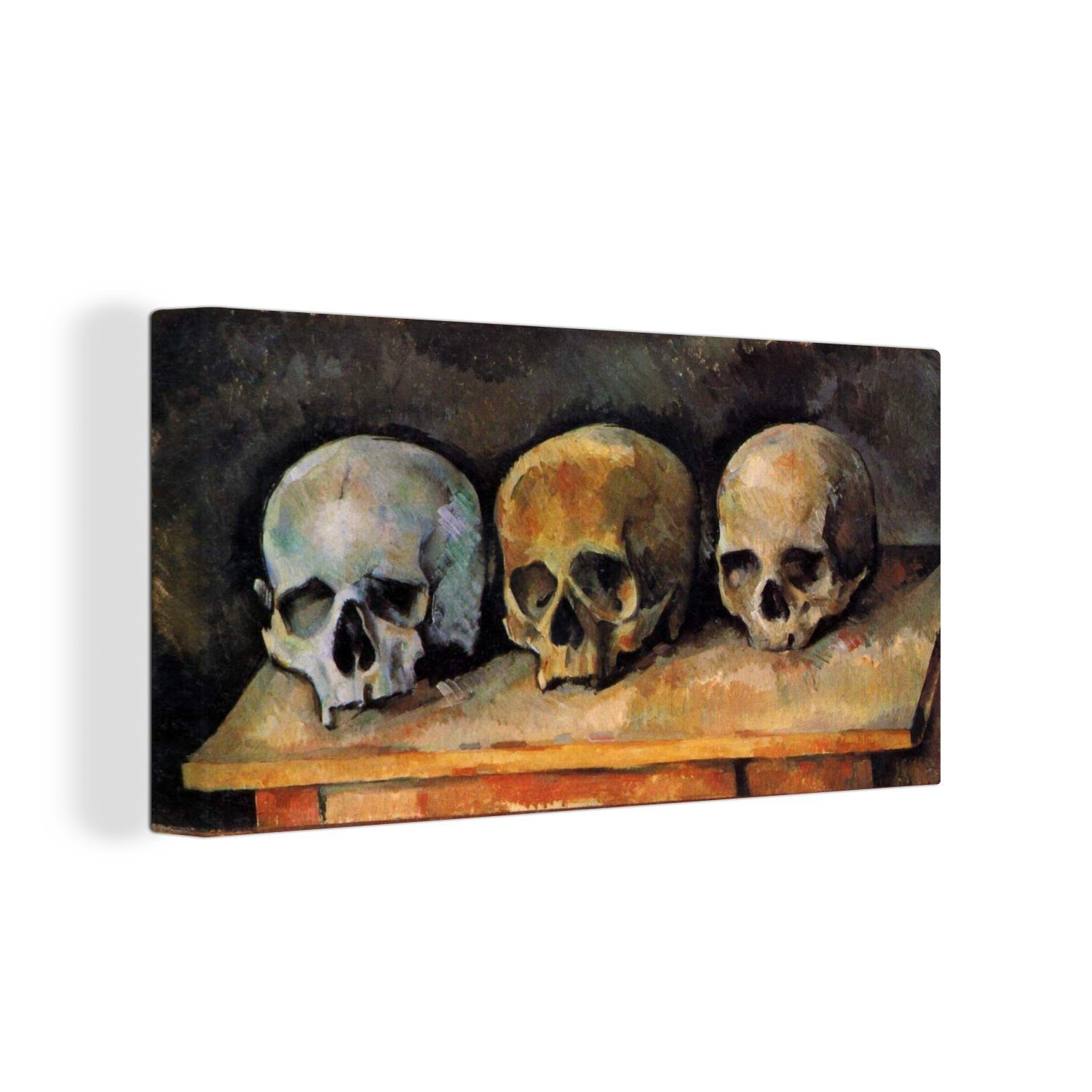 OneMillionCanvasses® Leinwandbild Drei Totenköpfe - Gemälde von Paul Cézanne, (1 St), Wandbild Leinwandbilder, Aufhängefertig, Wanddeko, 30x20 cm