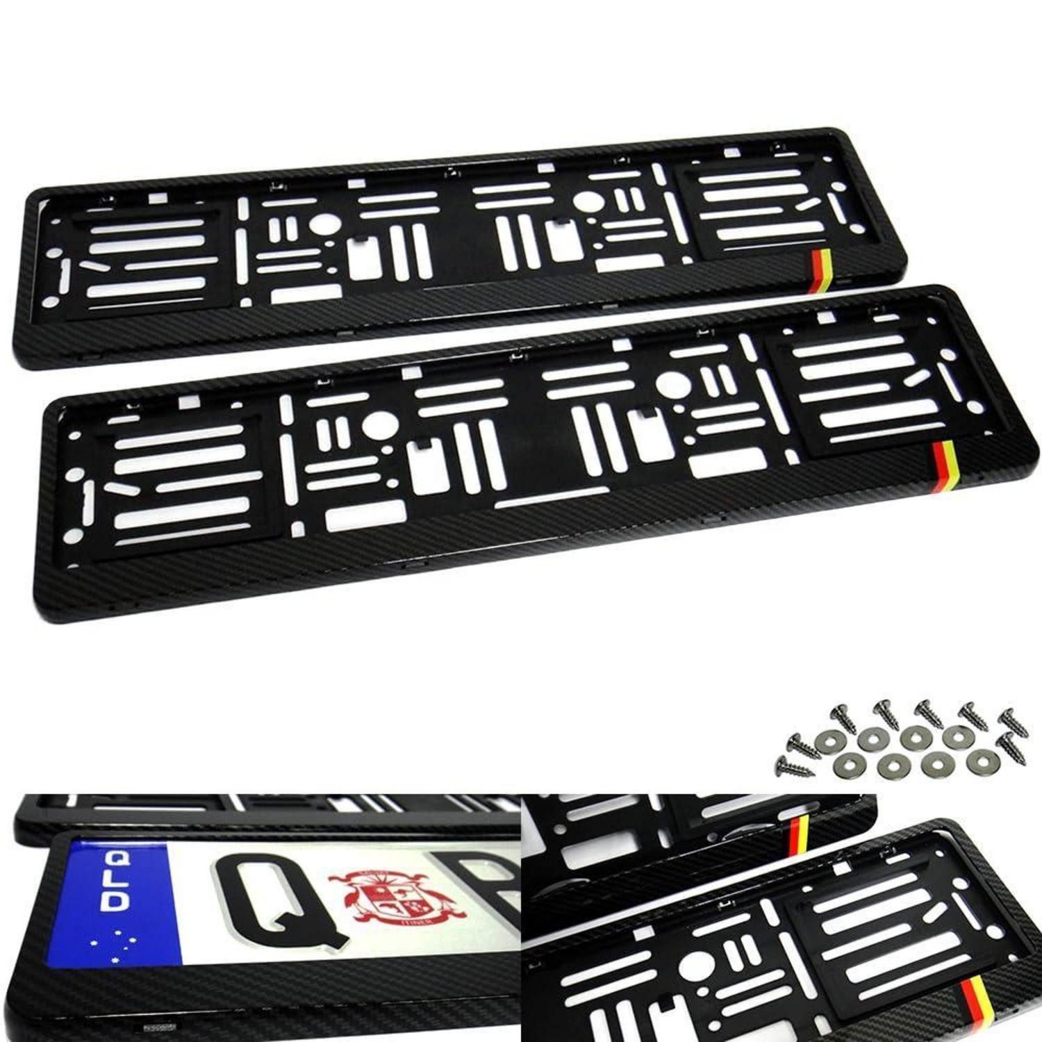 LuxusKollektion Kennzeichenhalter Kennzeichenhalter 2er Set Kohlefaser Hydrographic EU D