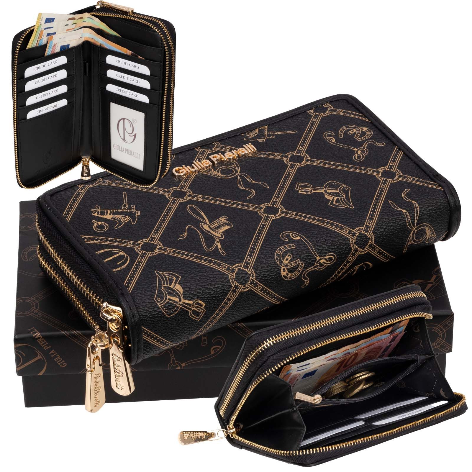 Giulia Pieralli Geldbörse Giulia Pieralli Damen Geldbörse Geldbeutel Brieftasche Portmonee XXL, Damen Geldbörse klappbar mit Reißverschluss Portemonnaie Geldbeutel