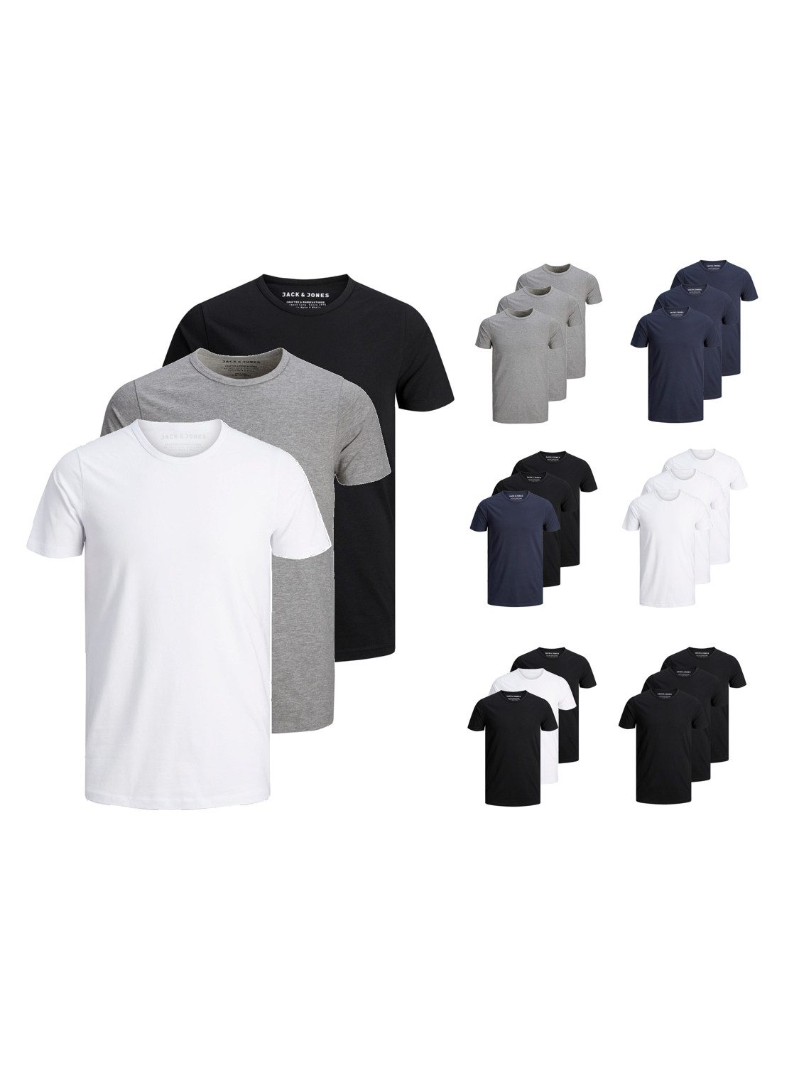 Jack & Jones Badeshorts Jack & Jones Herren 3er-Pack Basic T-Shirt Regular-Fit Basic Oberteil