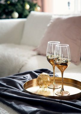 Leonique Sektglas »Trinkglas Donella«, Glas, Gläser Set mit hochwertigem Golddekor, 6-teilig
