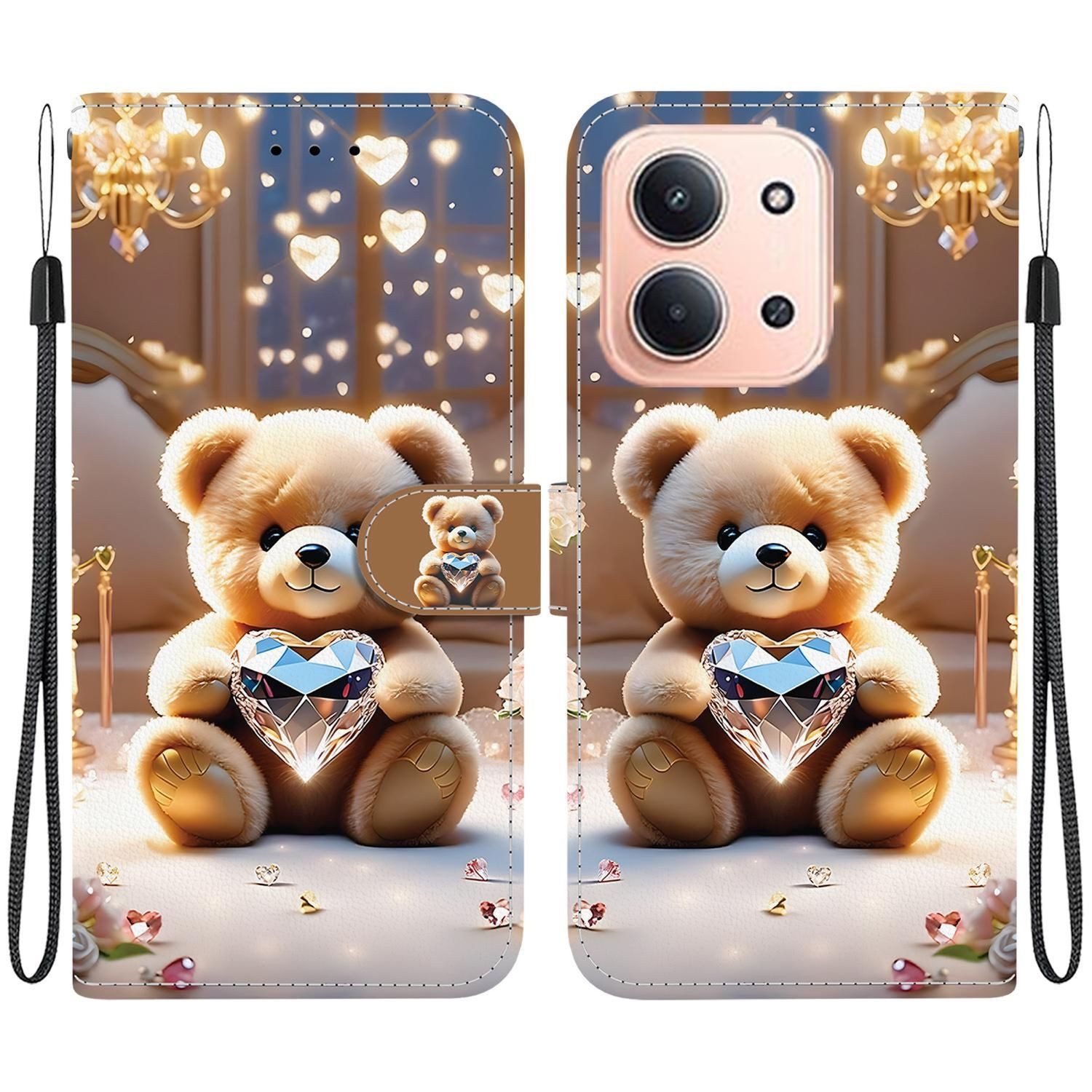 Wigento Smartphone-Hülle Für Xiaomi Redmi 15C 5G / 4G / Poco C85 Design Kunstleder Wallet Hülle, Kunst-Leder Schutzhülle magnetischer Verschluss