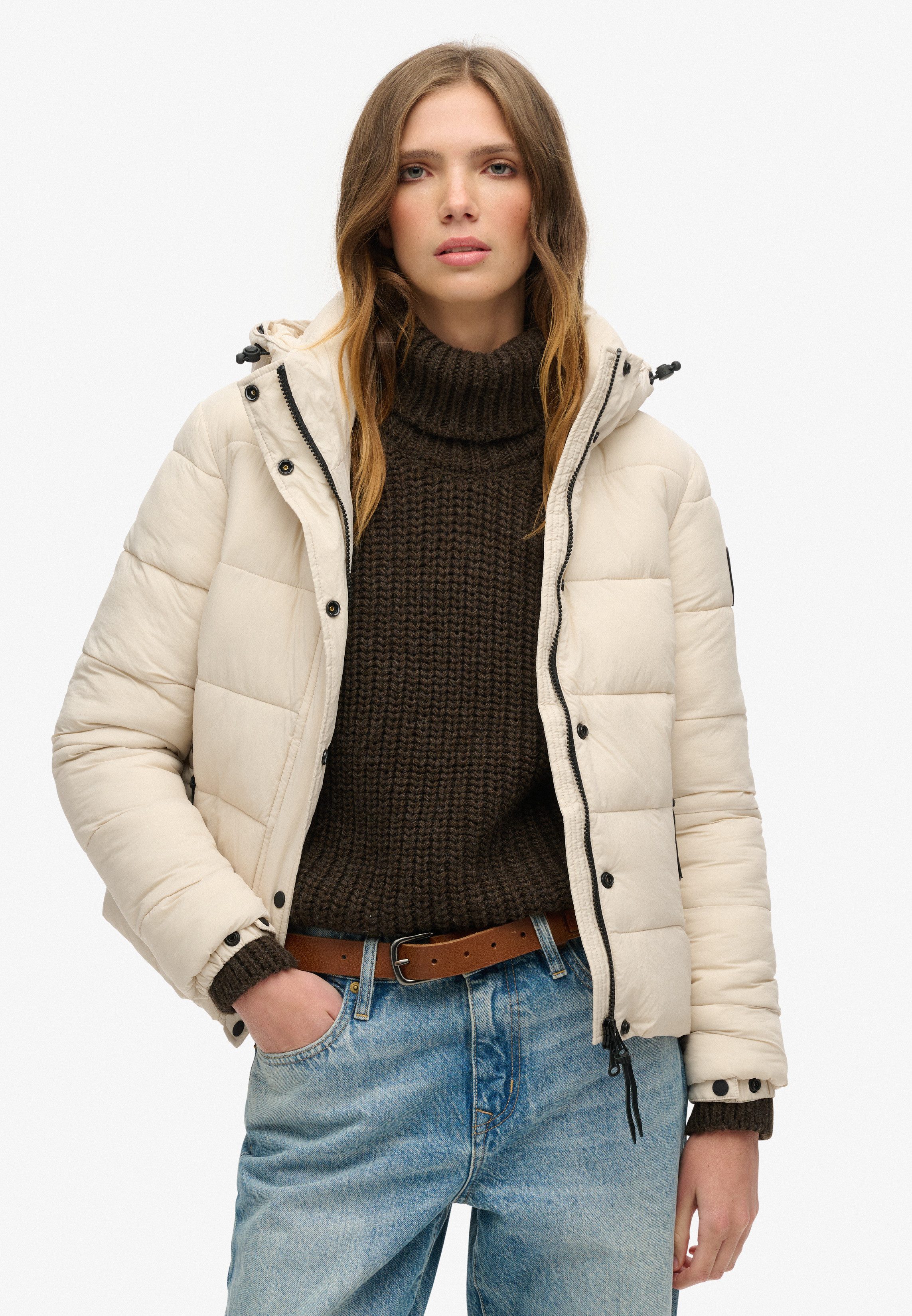 Superdry Steppjacke FAUX FUR SHORT HOOD PUFFER günstig online kaufen