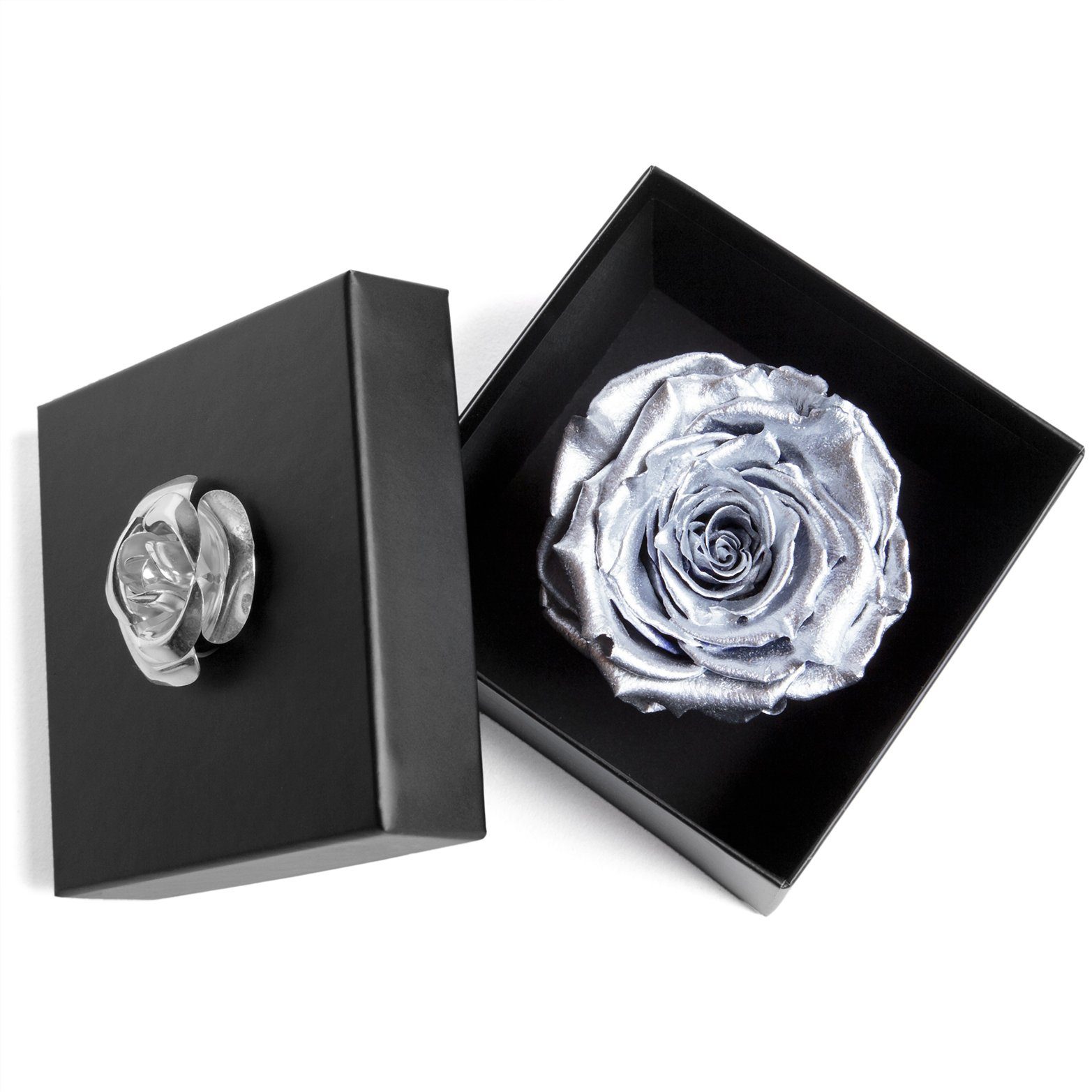 cm, Jahre Kunstblume ROSEMARIE Rose, Blumendeckel Echte silber Jahre mit 6.5 SCHULZ Rose bis Rose in zu Box haltbar 3 Rose Infinity 3 haltbar Heidelberg, Höhe 1