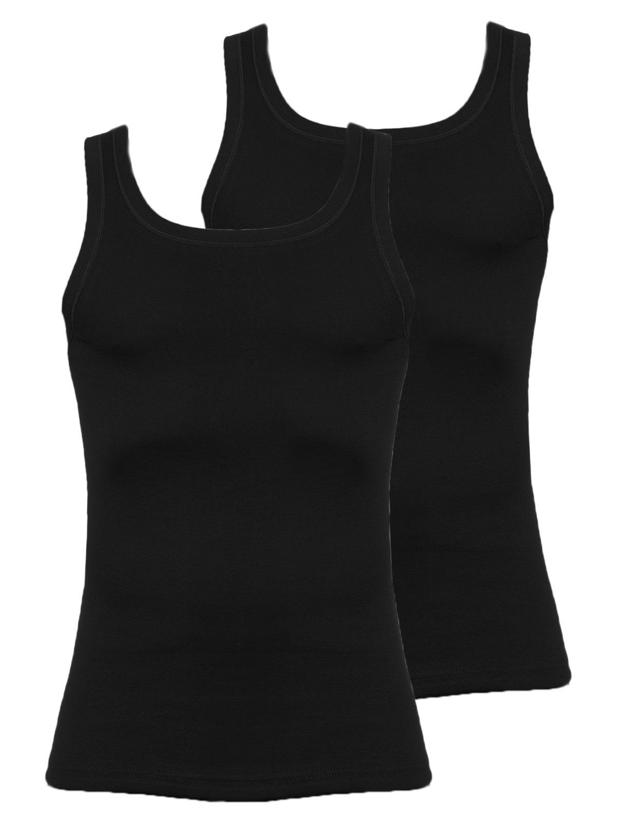 Sparpack schwarz Feinripp Herren 2-St) 2er KUMPF Achselhemd Unterhemd Markenqualität (Spar-Set, hohe