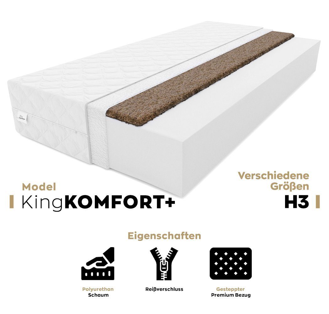 KingKOMFORT 12 Matratzen cm, PLUS 12cm bett KingMatratzen, hoch 160 x200 Kaltschaummatratze cm H3/H4