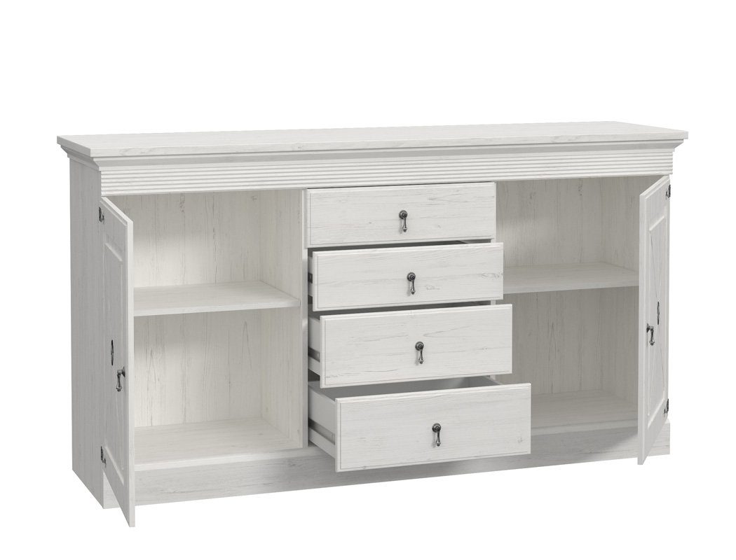 2 Enzo Vitrine mit weiß Nb. Softclose Landhausstil cm 172x184x45 expendio Pinie