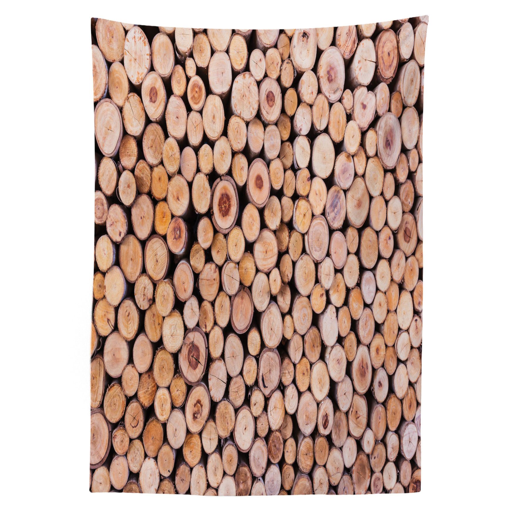 Abakuhaus Tischdecke Farbfest Waschbar Für den Außen Bereich geeignet Klare Farben, Rustikal Holzschnittholz-Baum-Protokolle