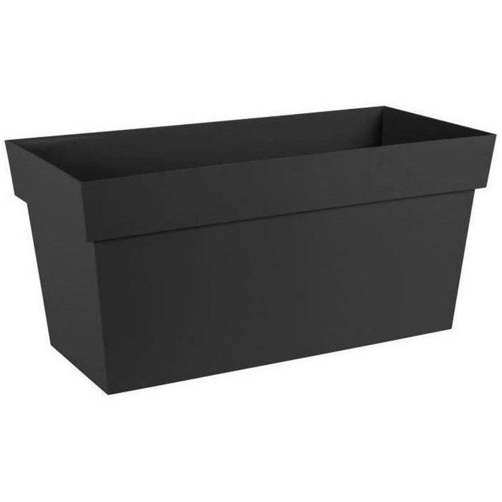EDA Jardiniere Eda Muret mit toskanischen Rollen – 79 x 35 x H 39 cm – 74 L – Schwarz