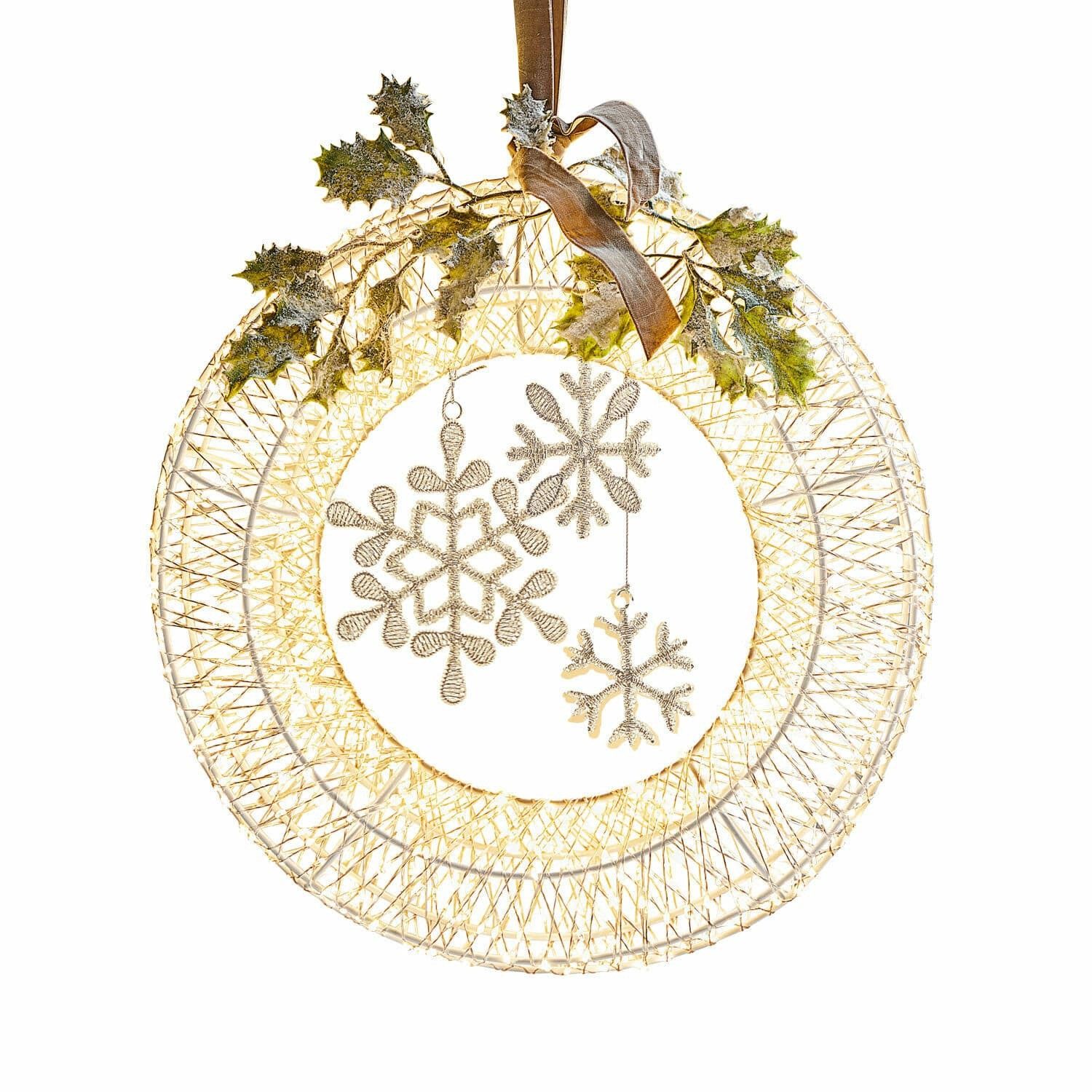 Christbaumschmuck LED-Kranz Winsloe weiß/silber