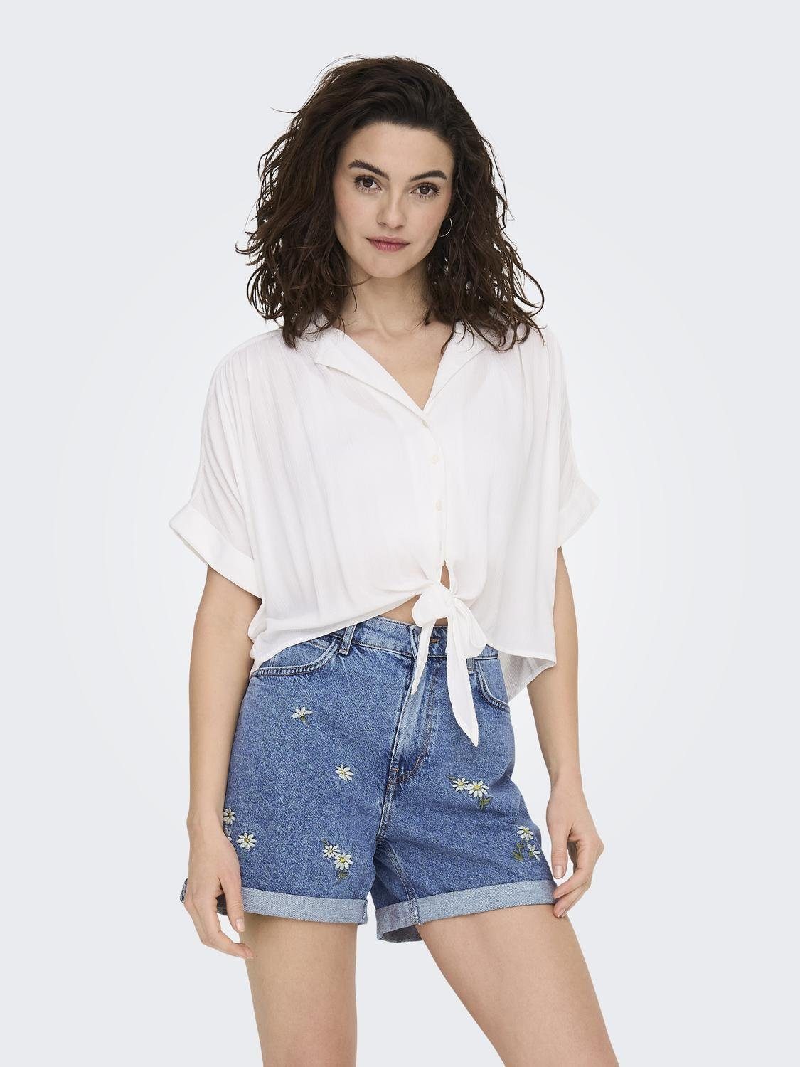 Kurzarmbluse ONLPAULA LIFE S/S TIE SHIRT WVN NOOS