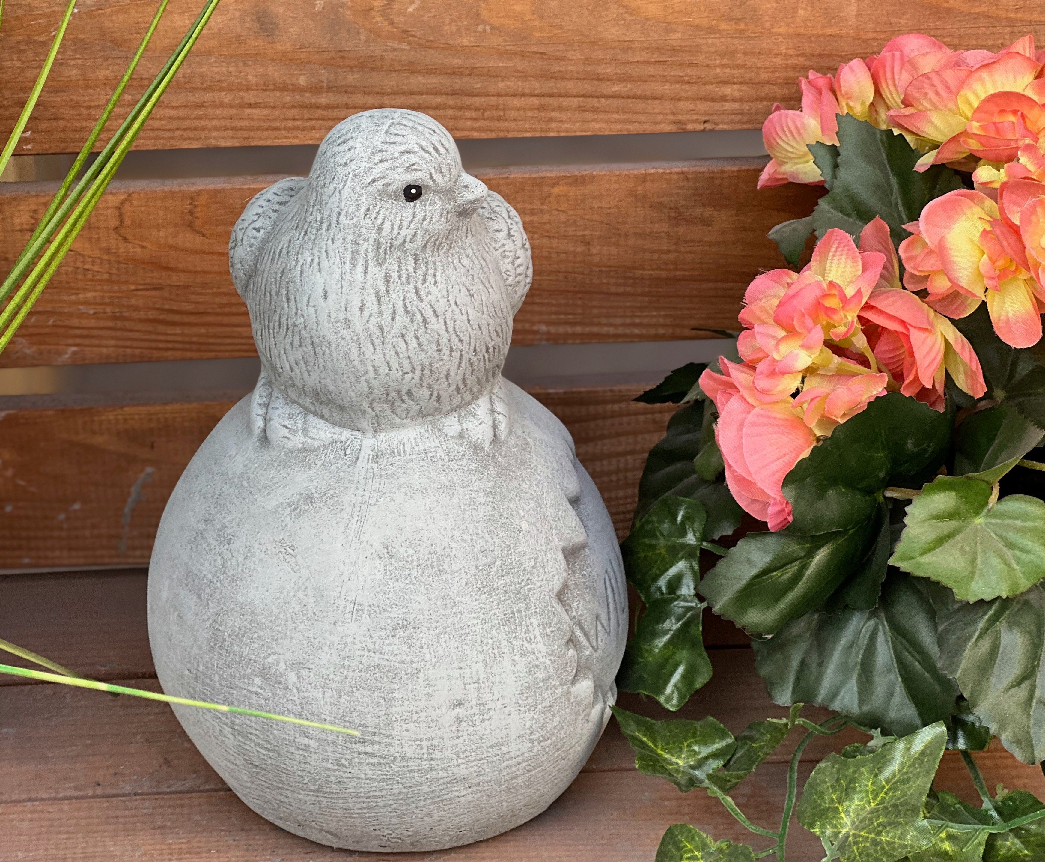 Stone and Style Gartenfigur Steinfigur frostfest Vogel "Willkommen", Kugel Steinguss auf