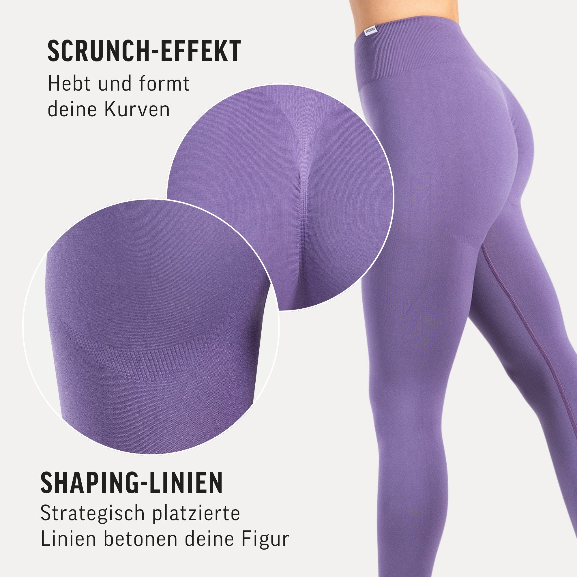 Smilodox Leggings Slayton Scrunch, Seamless Push-Up Sporthose High Waist V-Shape Bund Invisible Scrunch Blickdicht Yogahose, Fitness Gym Yoga Alltag – Bild 5 von 5