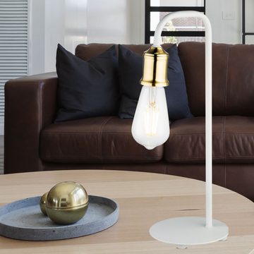 etc-shop LED Tischleuchte, Leuchtmittel inklusive, Warmweiß, Vintage Tisch Lampe Retro Filament Wohn Zimmer Messing Leuchte im-
