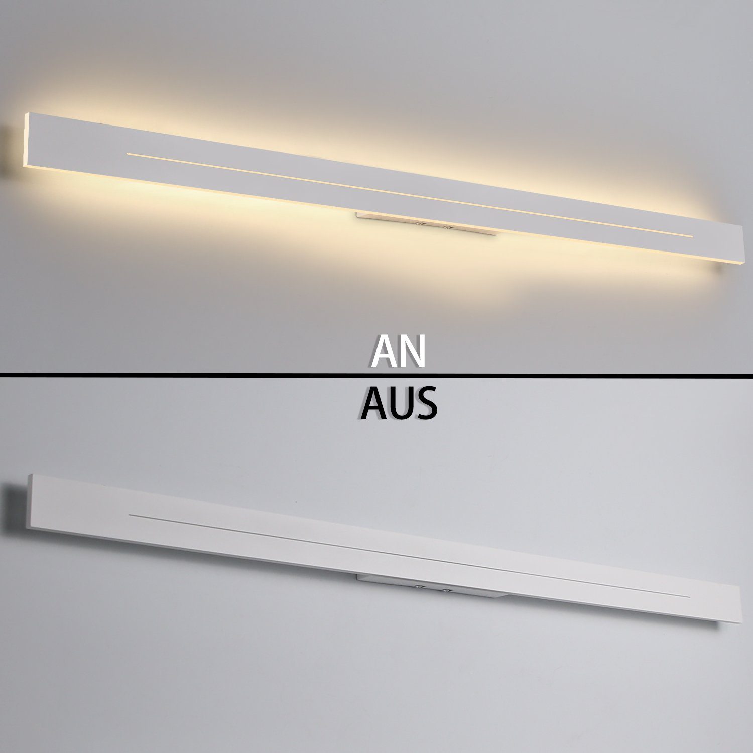 innen LED Weiß ZMH 30cm 100cm, LED Wandlampe Wandleuchte 60cm weiß/schwarz warmweiß, integriert, 100cm fest