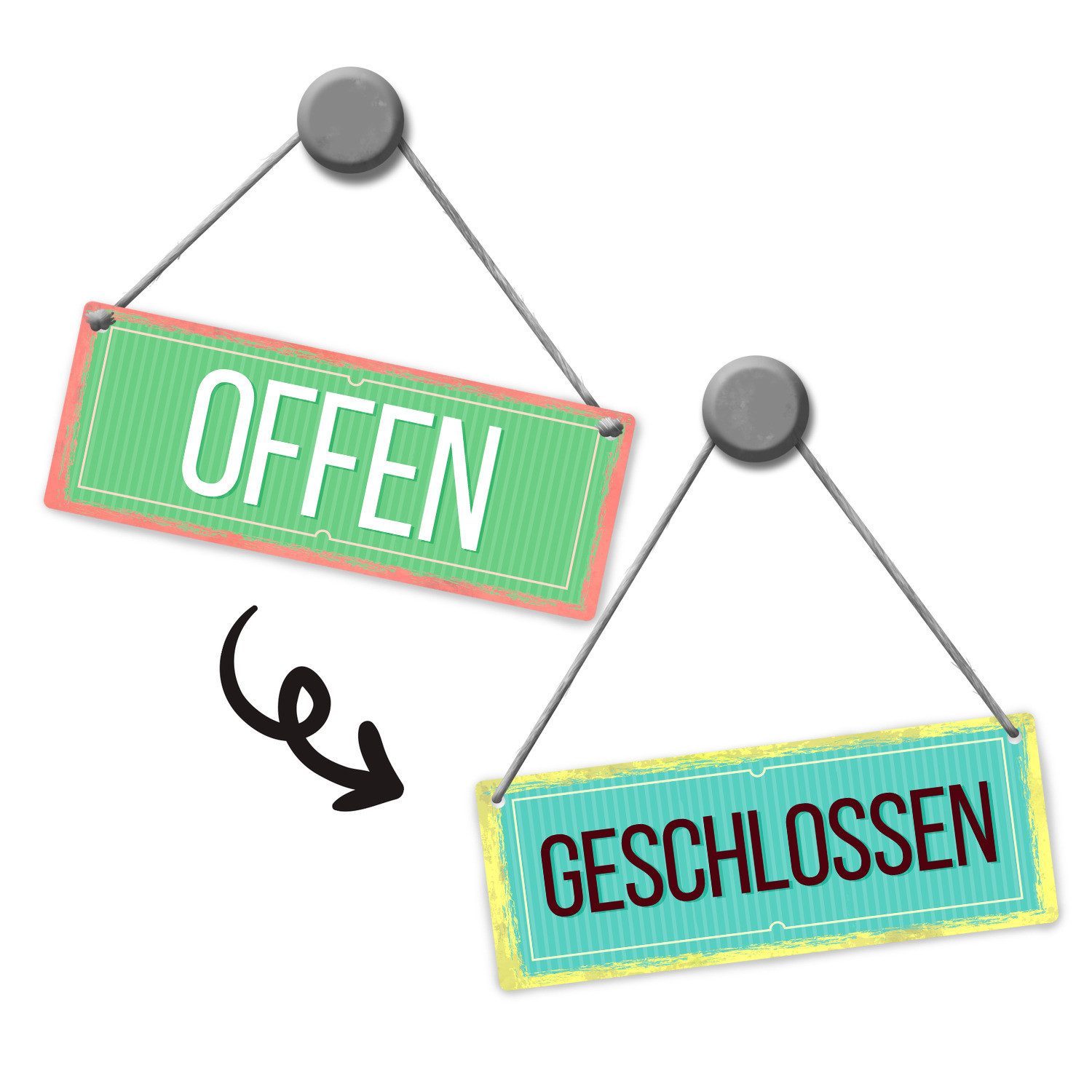 speecheese Metallschild Offen oder Geschlossen Wendeschild mit Kordel Schild Türschild