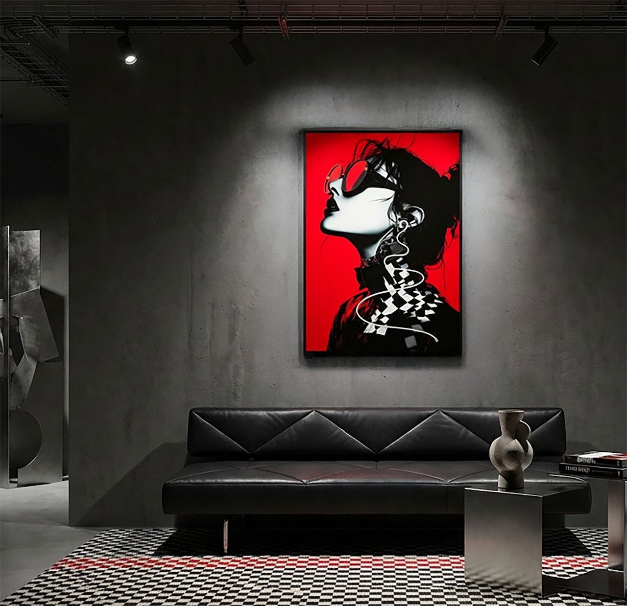 Mauro Ferretti LED Bilderleuchte Wandbild LED Psyco Design Rot Schwarz Acryl 3D, LED fest integriert